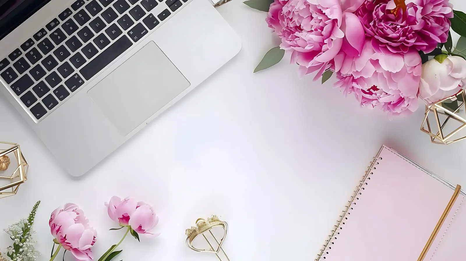 Modern Female Workspace with Laptop on Desk – free workspace ideas image from Dotvec