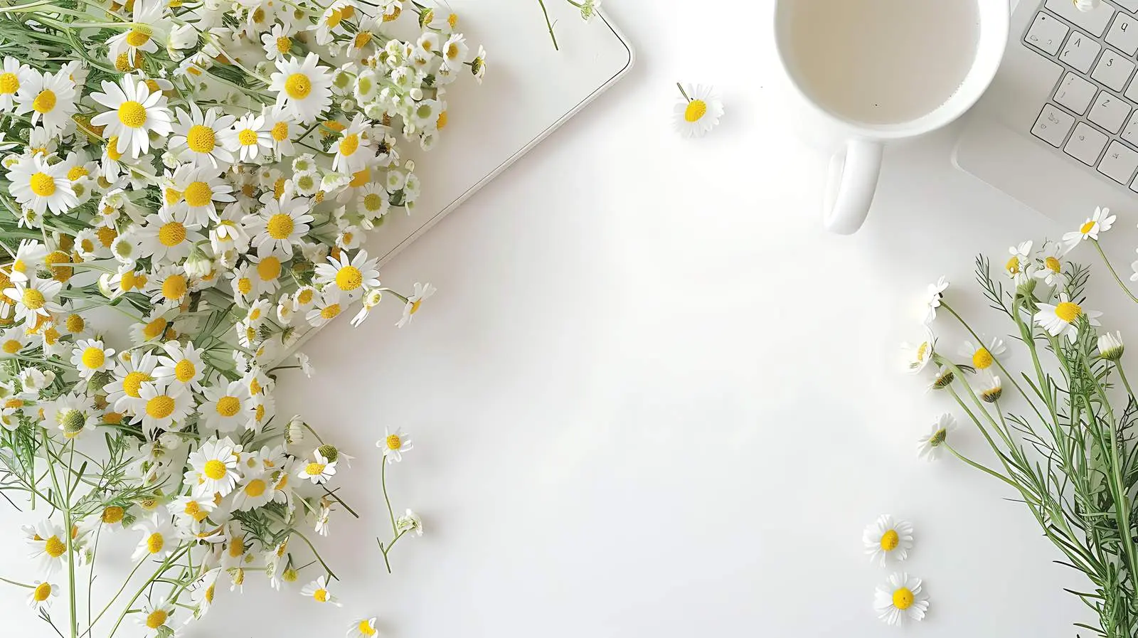 Chic Female Home Office Desk with Peony — free download from Dotvec