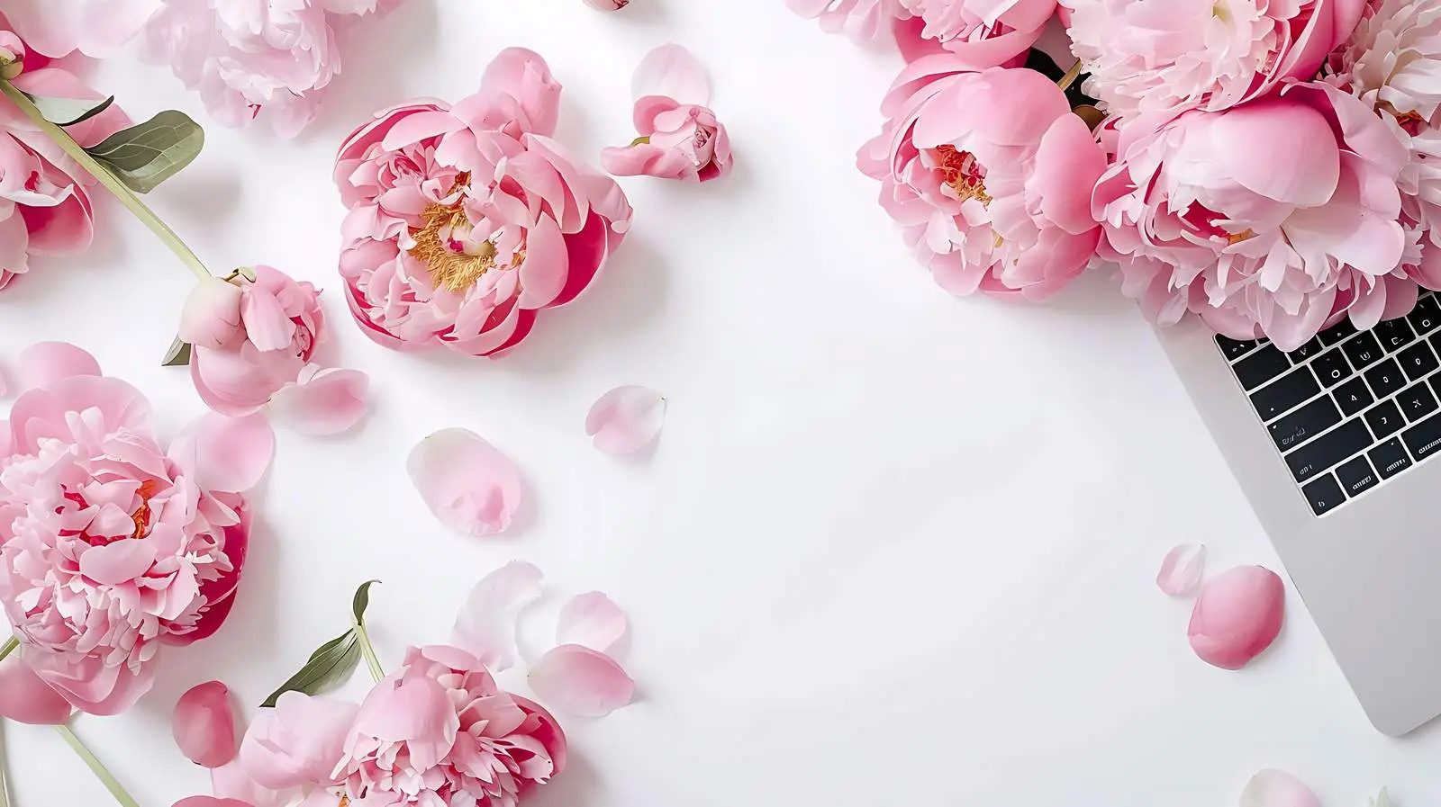 Home Office Desk Setup with Laptop and Woman – free motivation image from Dotvec