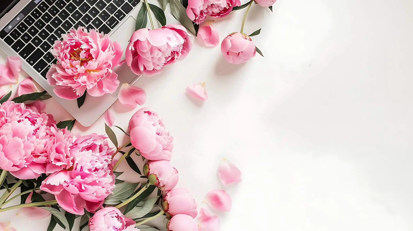 Home Office Flat Lay with Laptop and Woman — free download from Dotvec