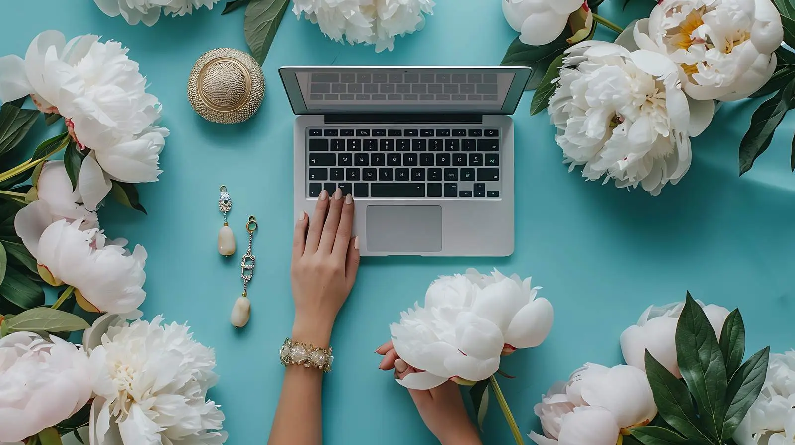 Stylish Home Office Desk Flat Lay for Women — free download from Dotvec