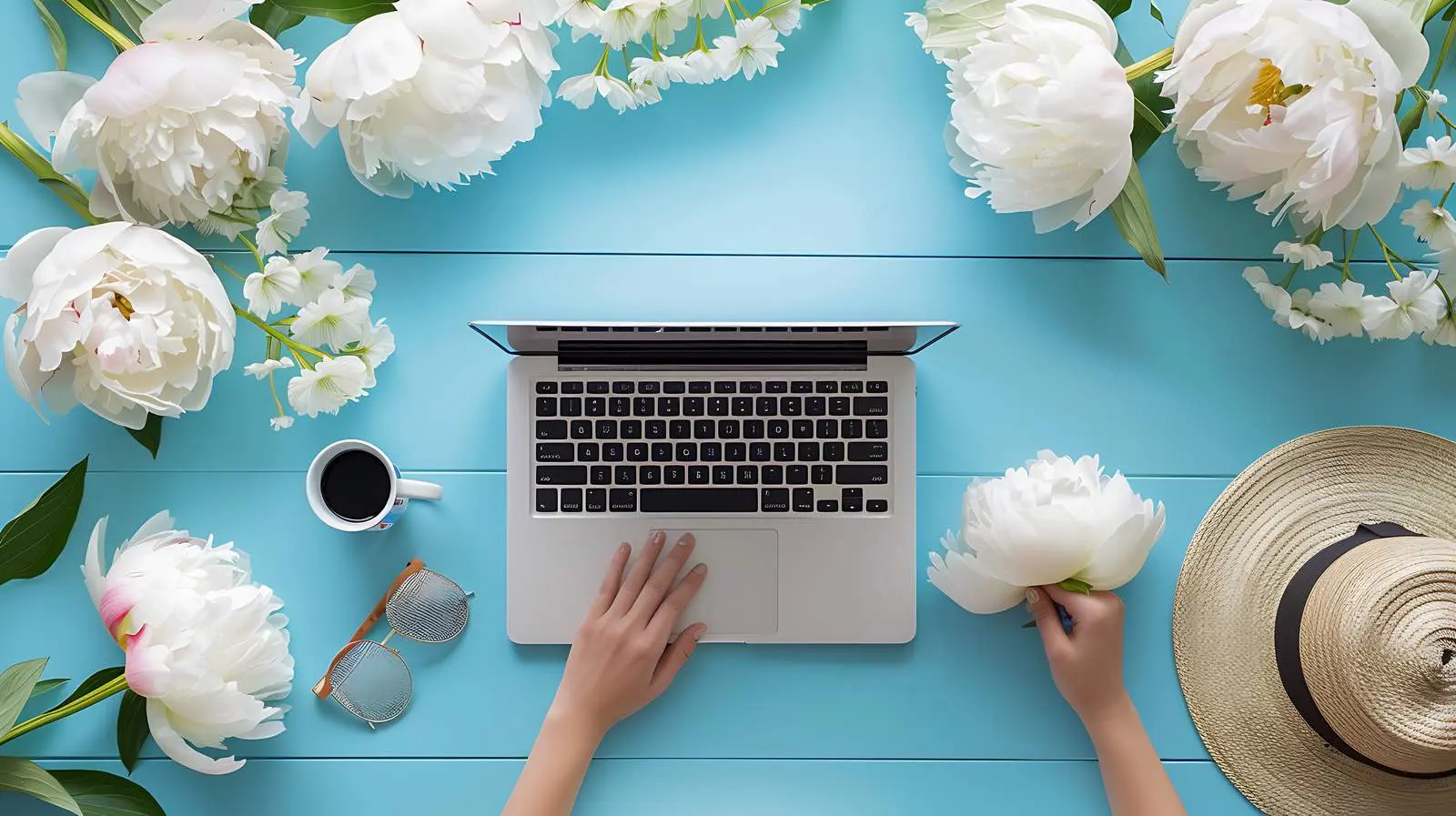 Home Office Desk Workspace with Woman's Hand – free motivation image from Dotvec