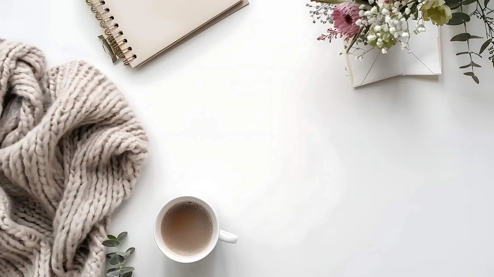 Flat Lay Home Office Workspace with Blank Copy – free coffee image from Dotvec