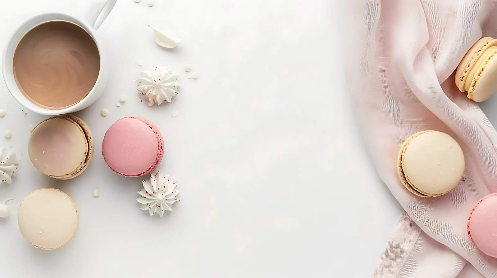 Modern Flat Lay with Macaroons and Coffee Mug – free coffee image from Dotvec