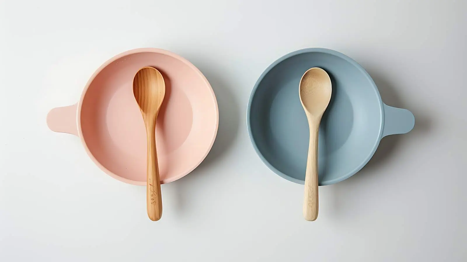 Cute Baby Tableware Flat Lay with Plate and Spoon — free download from Dotvec