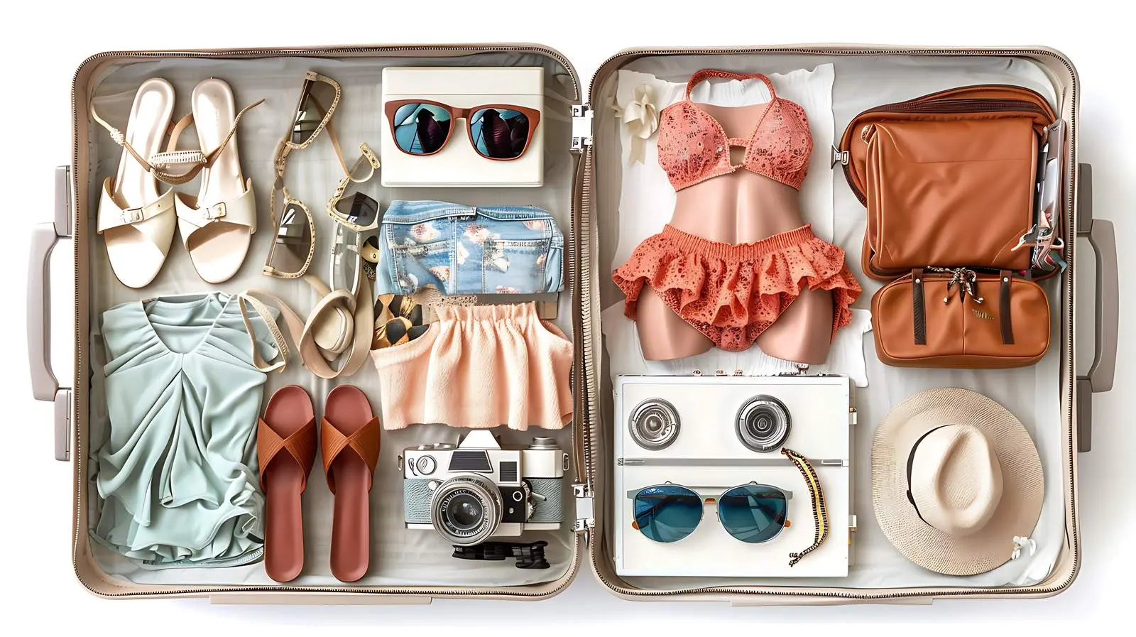 Stylish Luggage Flat Lay with Summer Outfits – free beach image from Dotvec