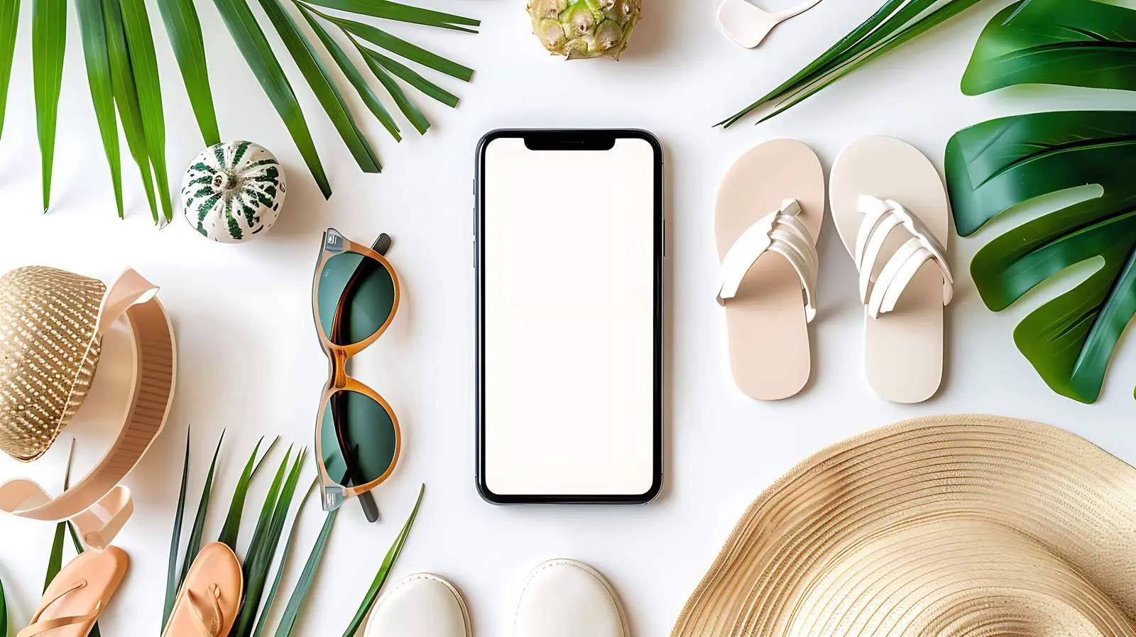 Flat Lay Mobile Phone Mockup with Blank Screen – free user image from Dotvec