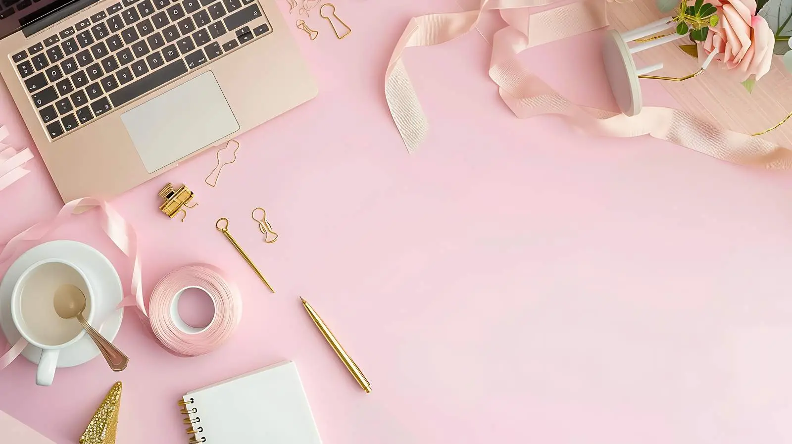 Feminine Flat Lay Office Desk Workspace — free download from Dotvec