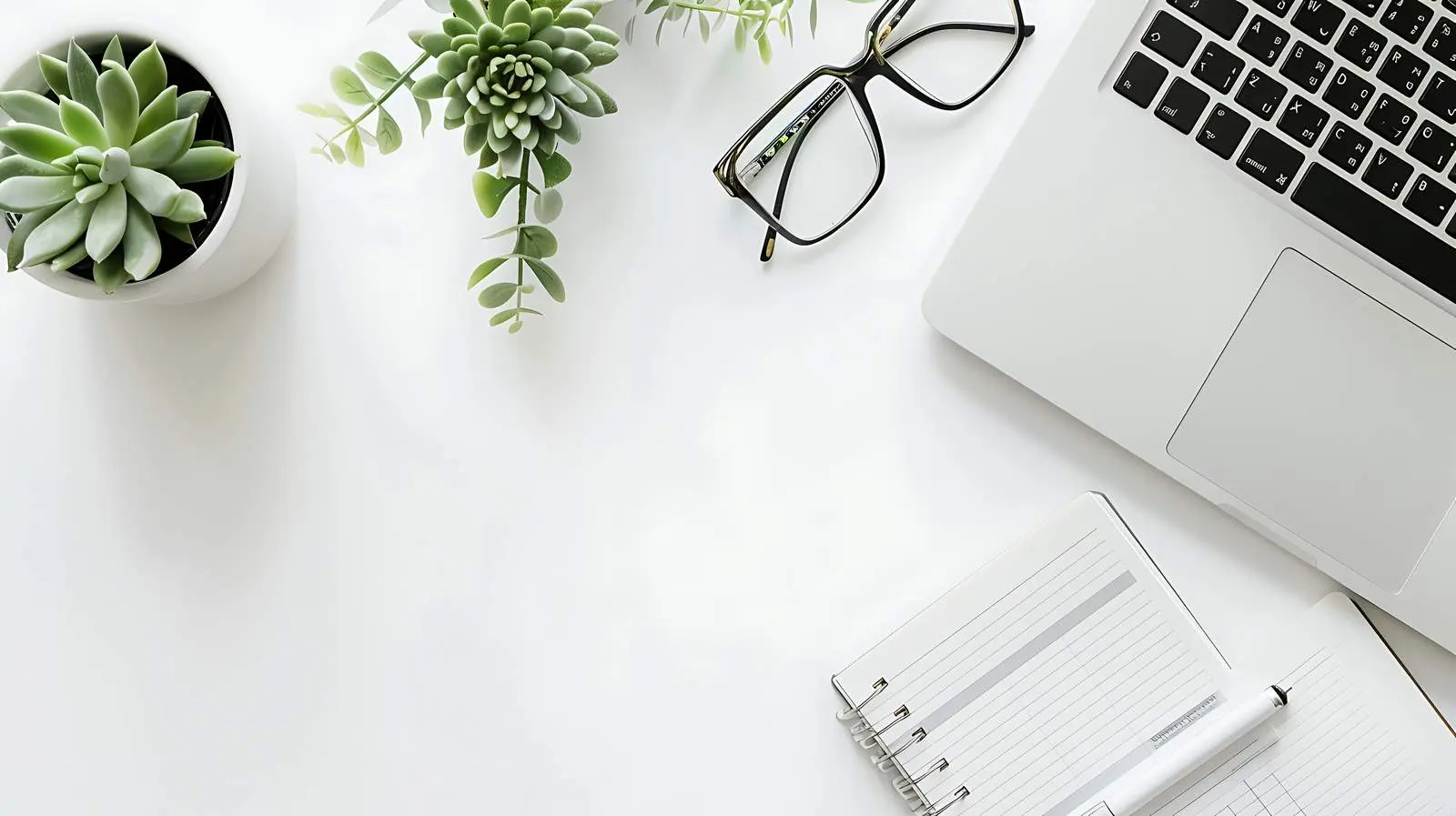 Flat Lay Office Desk Workspace with Laptop – free free image from Dotvec