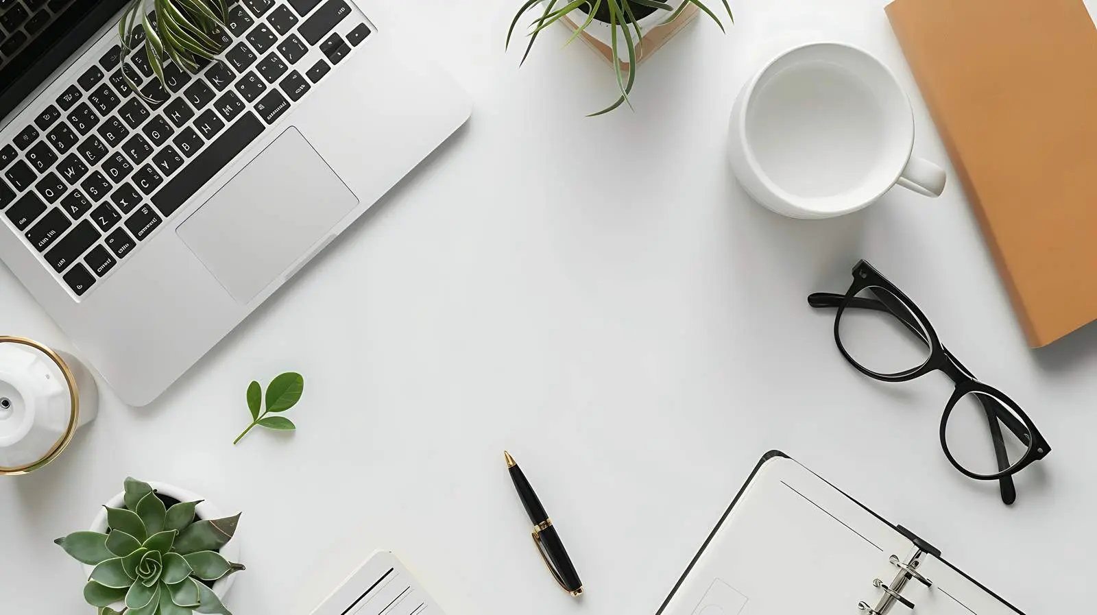 Stylish Office Desk Flat Lay Workspace View – free coffee image from Dotvec