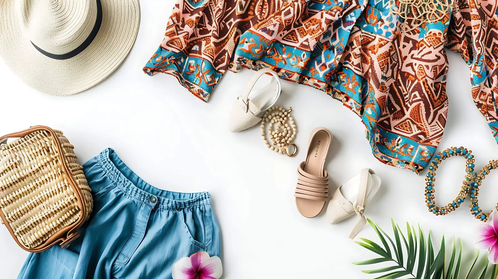 Boho Style Travel Fashion Flat Lay with Woman – free free image from Dotvec