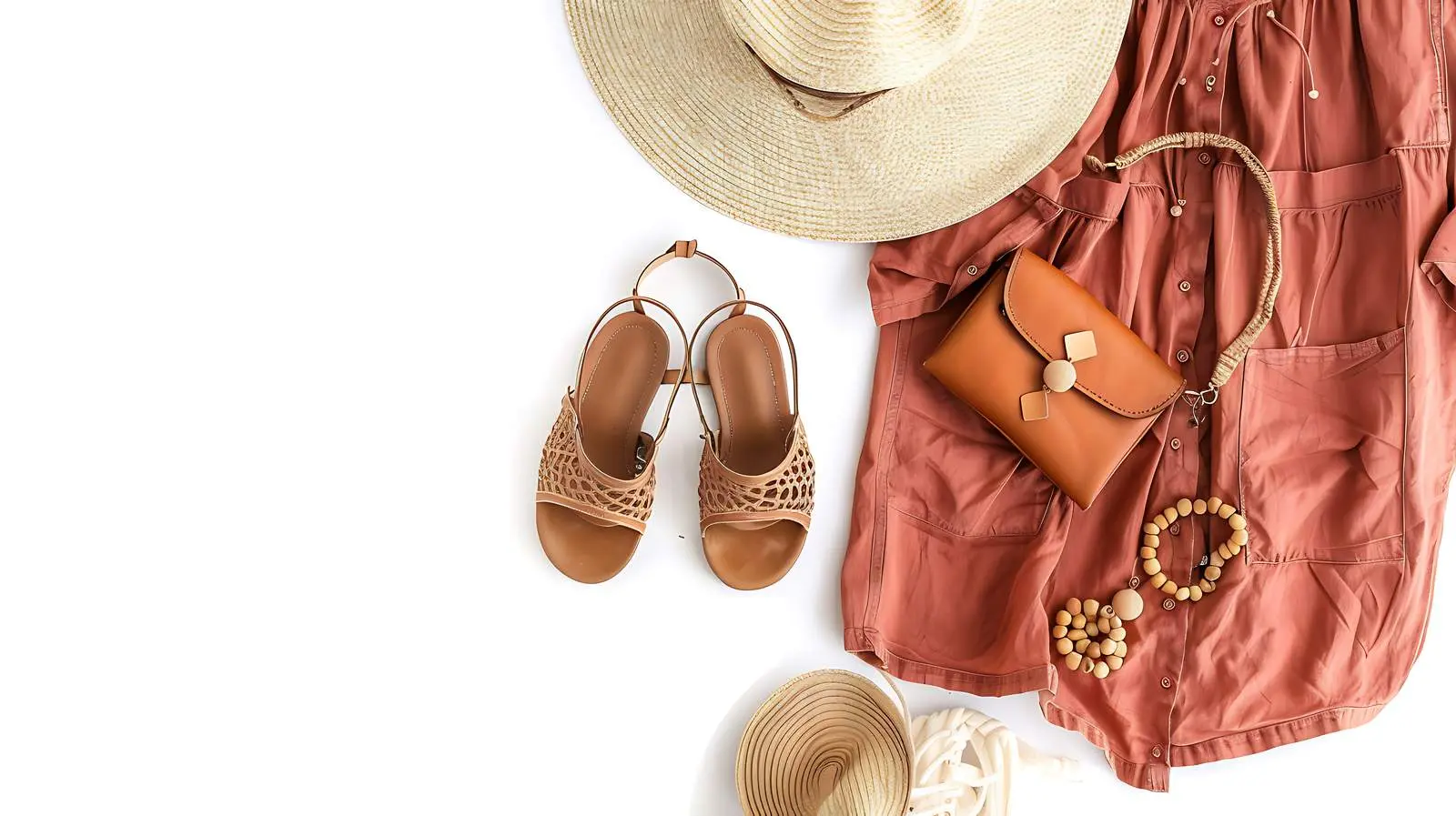 Boho Style Travel Fashion Flat Lay with Woman — free download from Dotvec