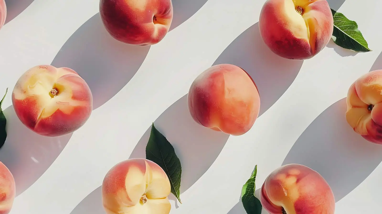 Ripe Peaches on Light Green Background Flat Lay — free download from Dotvec