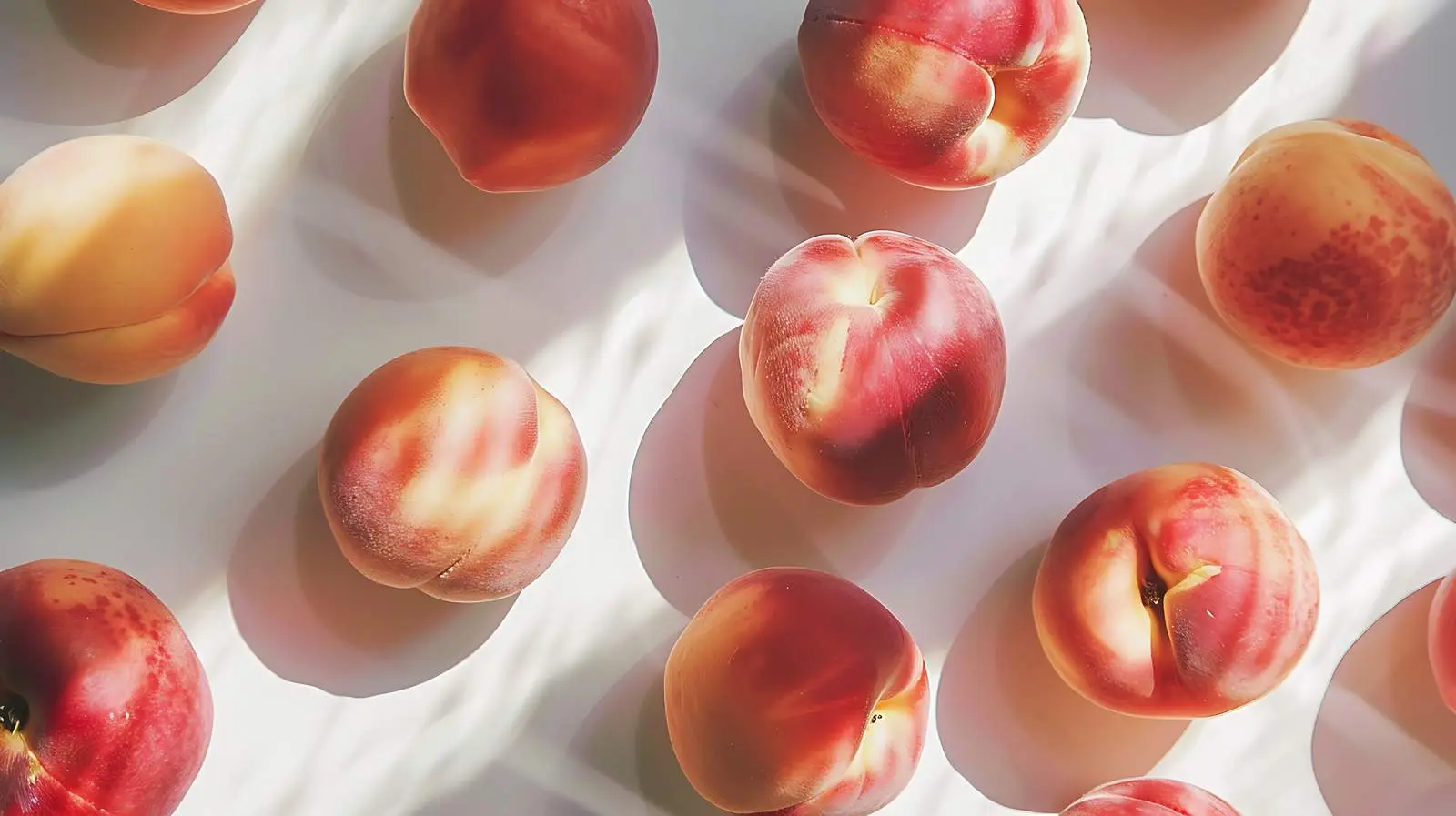 Ripe Peaches Flat Lay on Light Green Surface – free snacks image from Dotvec