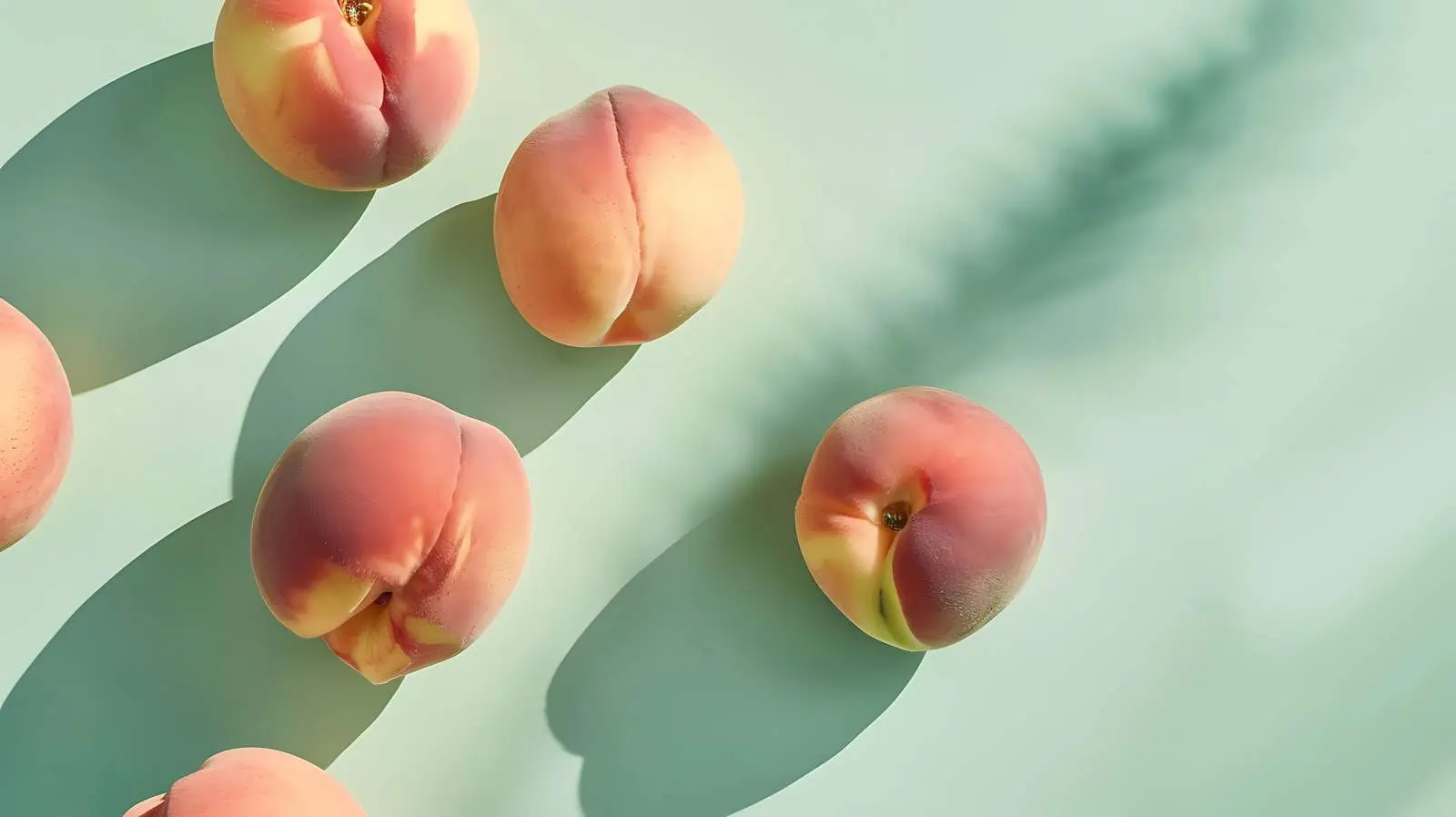 Flat Lay of Ripe Peaches on Light Surface – free snacks image from Dotvec