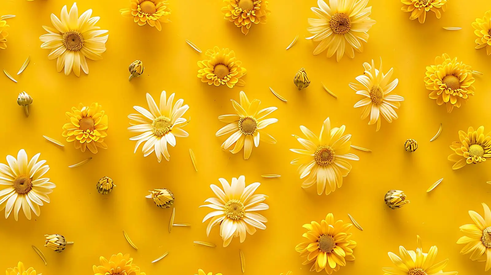 Top View of Yellow Daisy Flower Buds – free isolation image from Dotvec