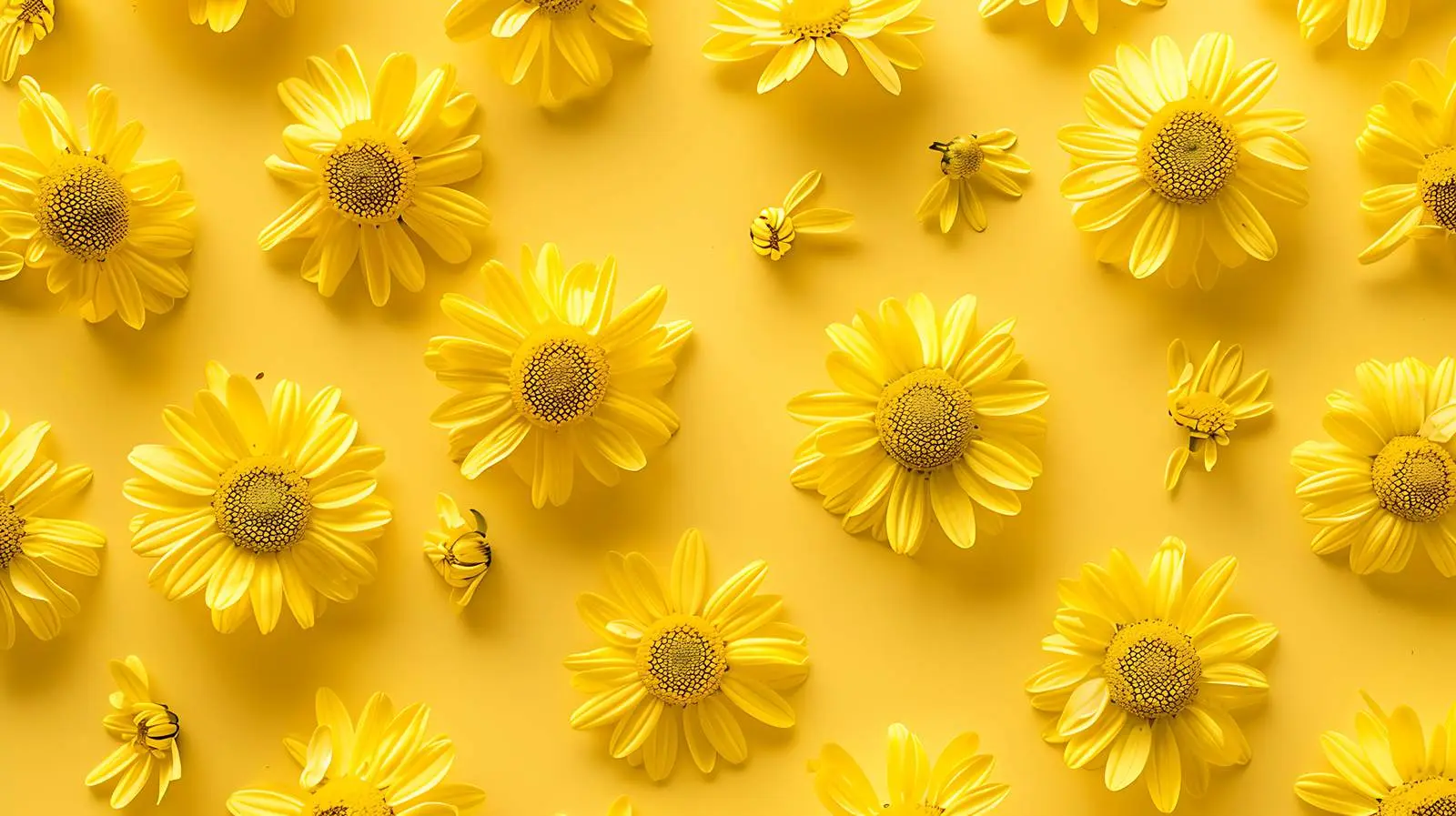 Yellow Daisy Flower Buds Flat Lay Top View — free download from Dotvec