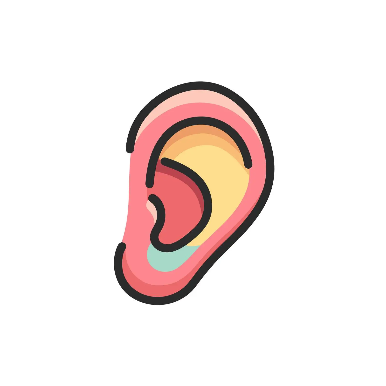 Ear Icon in Colorful Flat Style — free download from Dotvec