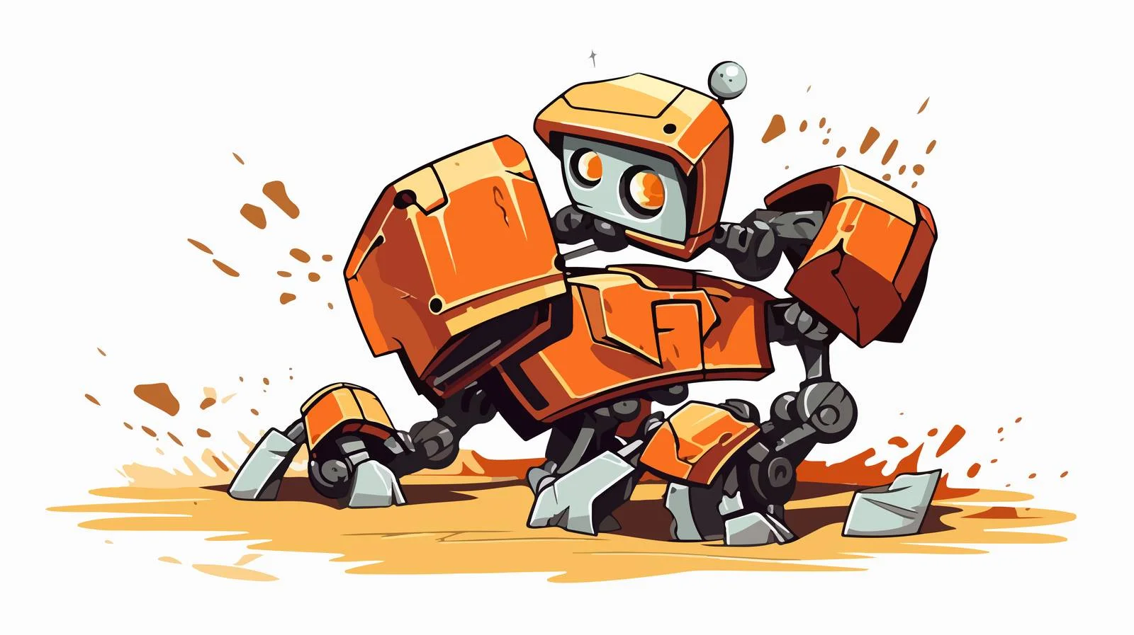 Retro Broken Robot Cartoon Illustration — free download from Dotvec