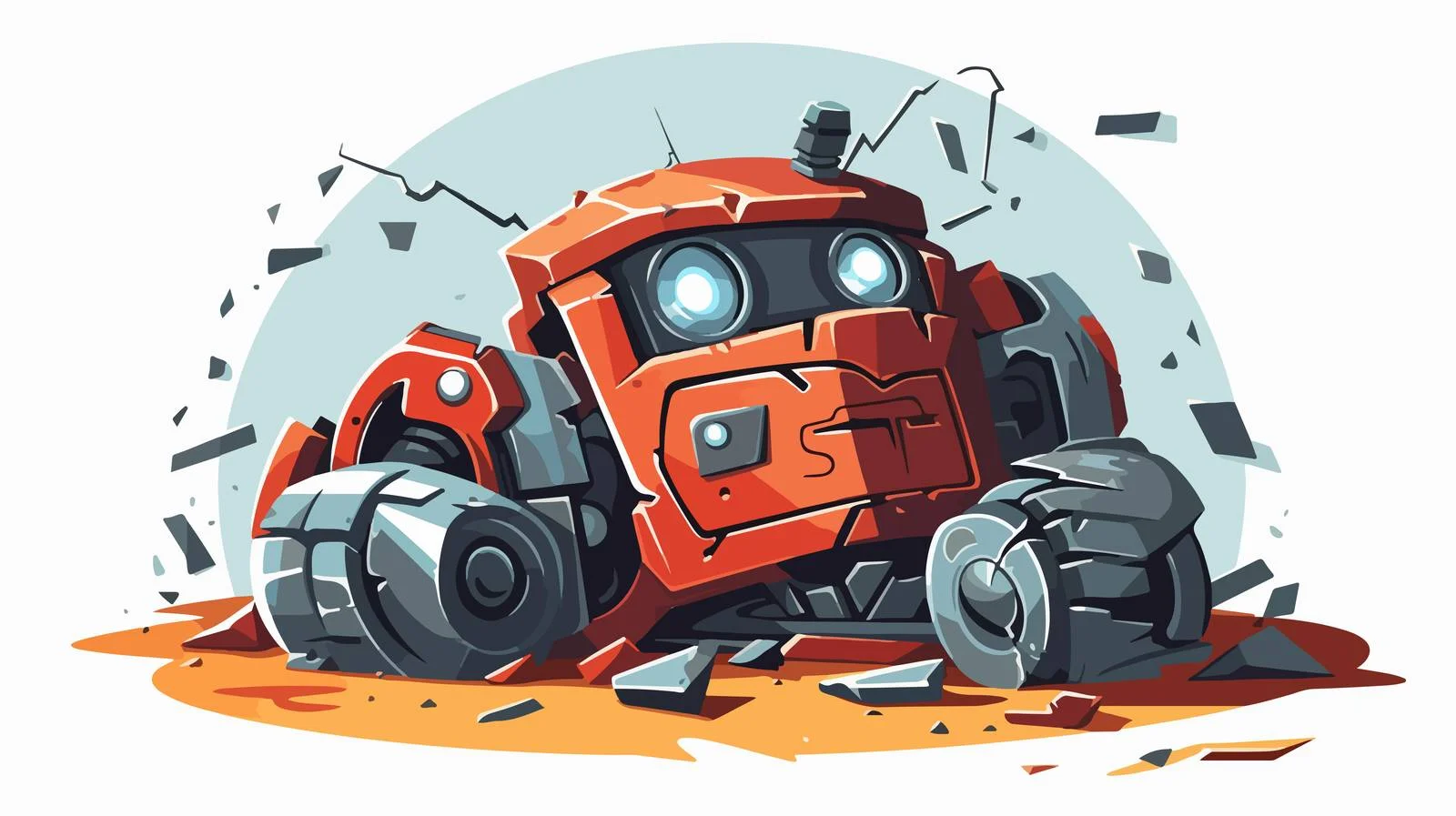 Vintage Broken Robot Cartoon Illustration — free download from Dotvec