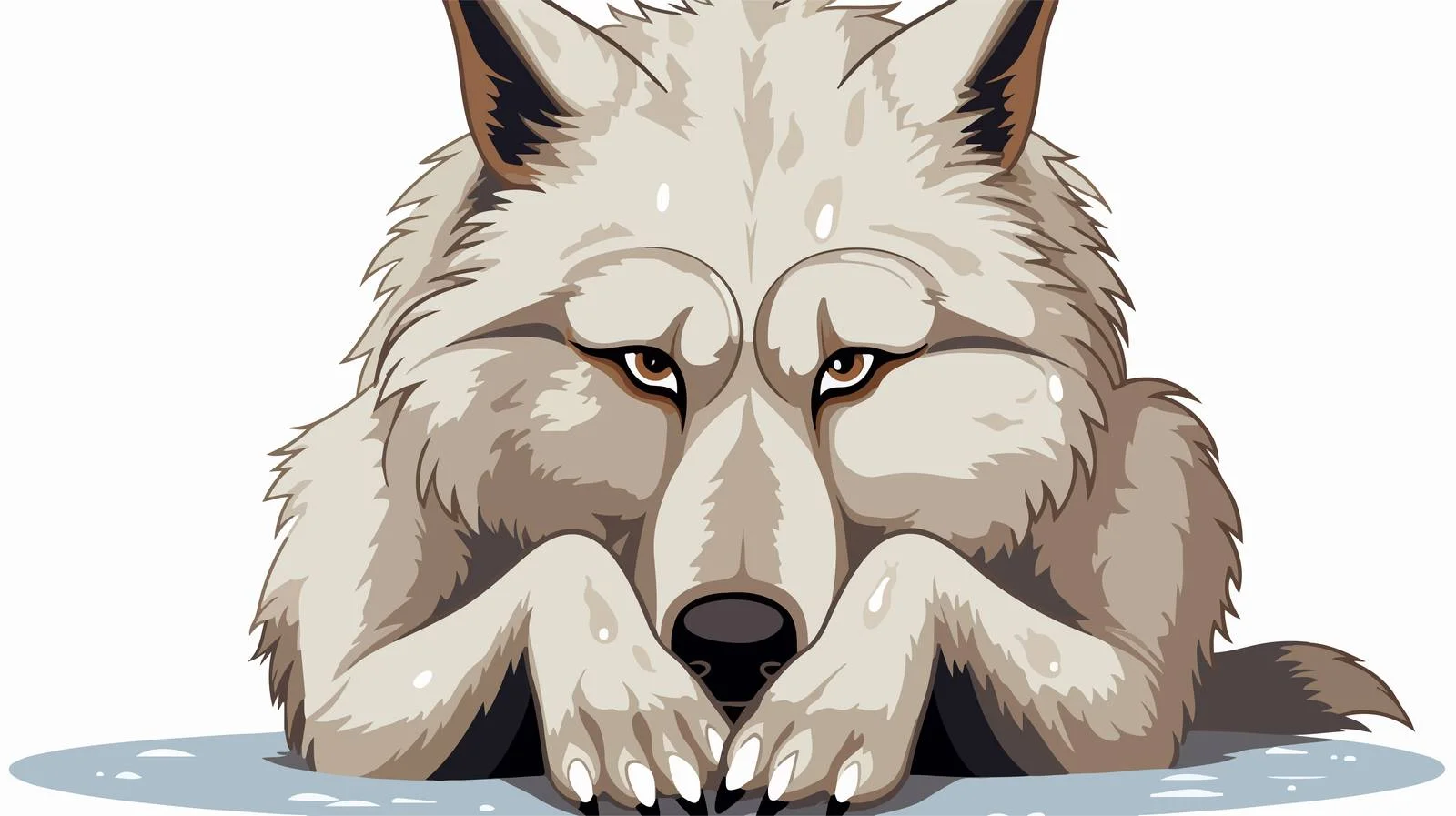 Cartoon Wolf Crying Rubbing Eyes — free download from Dotvec