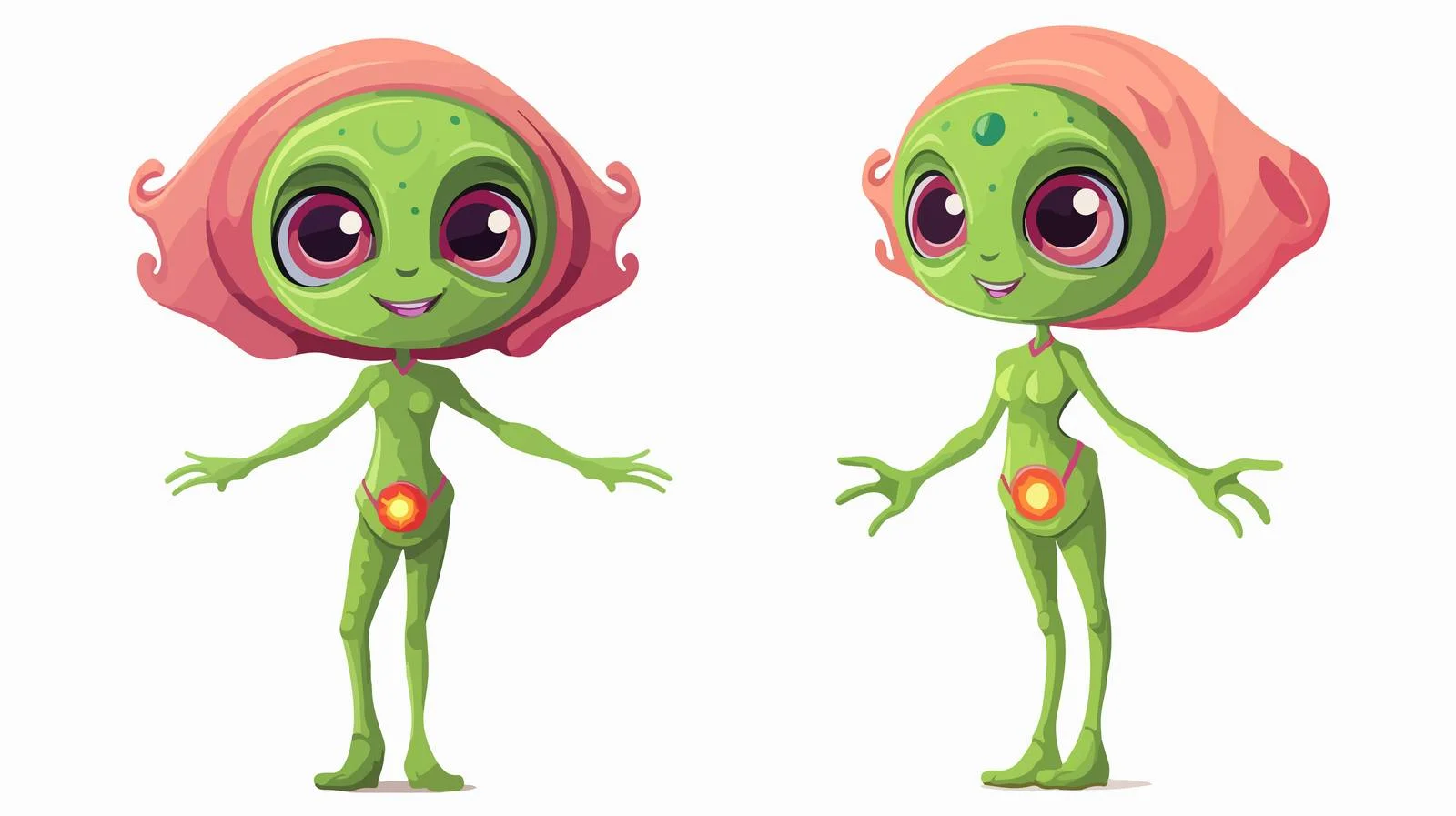 Happy Alien Girl Cartoon Character — free download from Dotvec