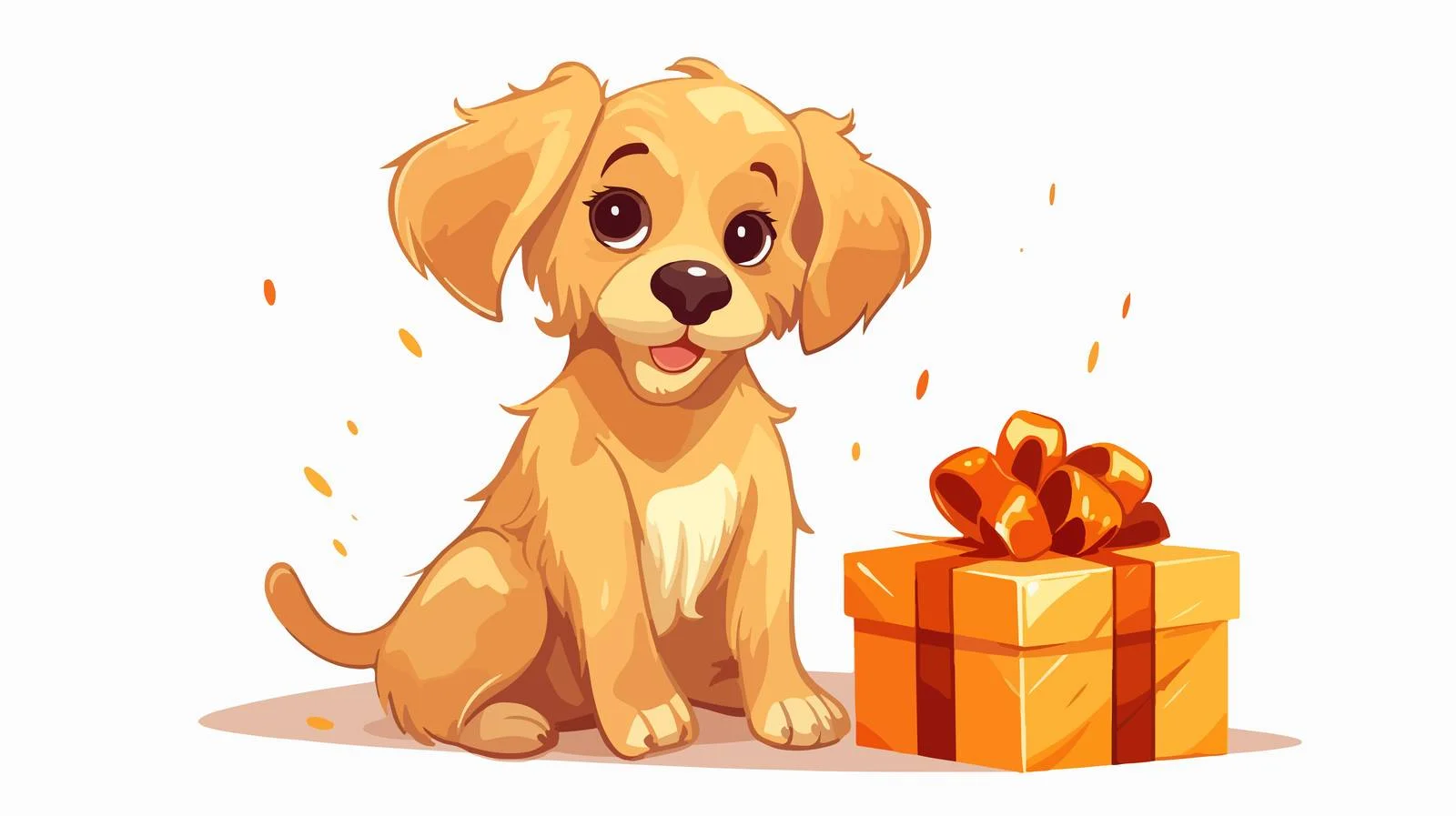 Cheerful Cartoon Dog with Present — free download from Dotvec