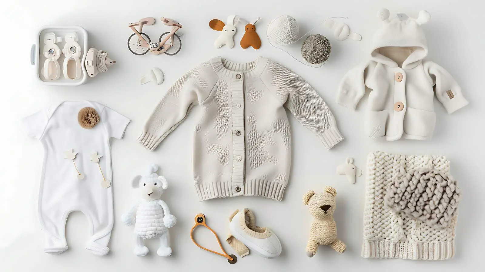 Scandinavian Aesthetic Newborn Baby Clothes Flatlay – free thoughtful image from Dotvec
