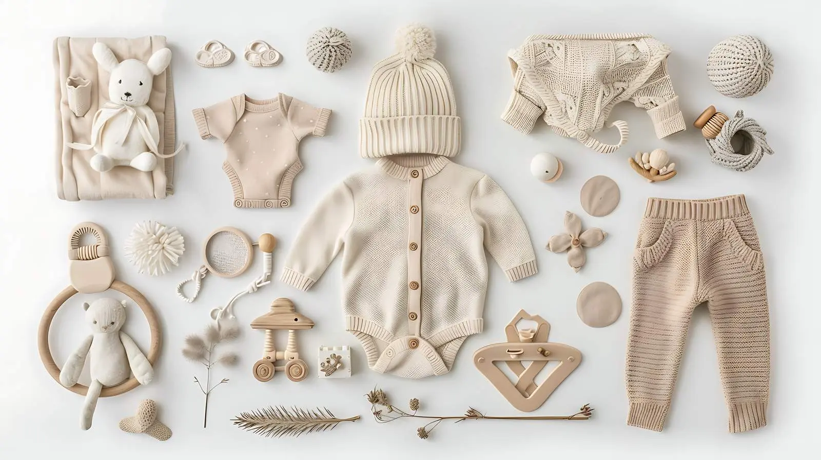 Scandinavian Newborn Baby Clothes Flatlay – free infant wear image from Dotvec