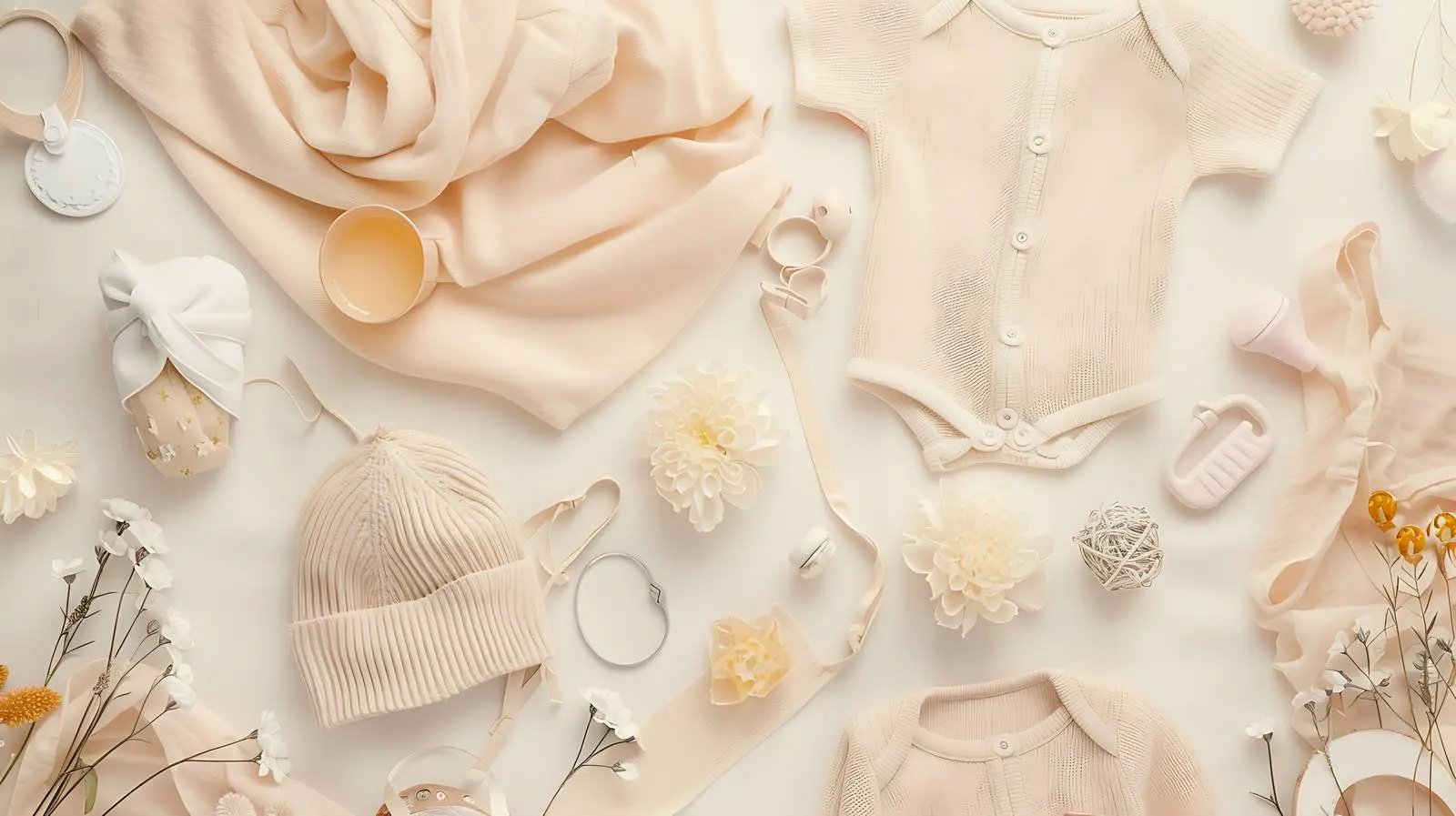 Scandinavian Newborn Baby Clothes Flatlay Aesthetic – free soft fabrics image from Dotvec