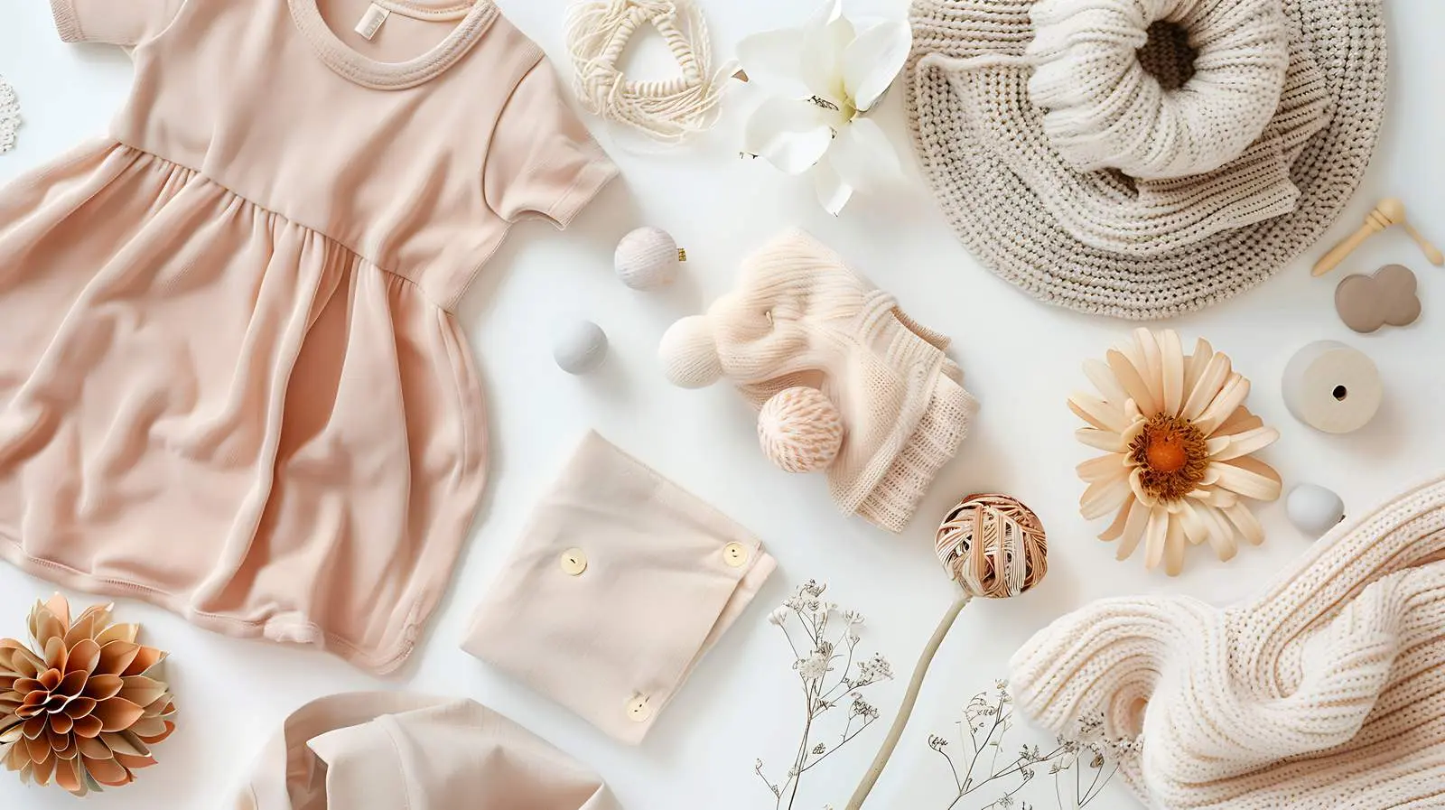 Scandinavian Newborn Baby Clothes Flatlay — free download from Dotvec