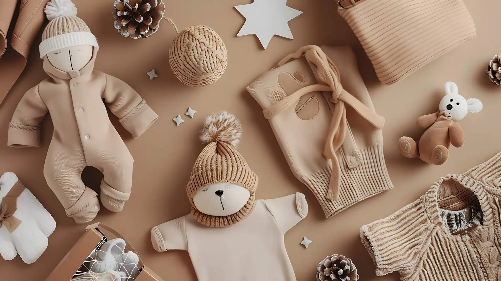 Scandinavian Aesthetic Newborn Baby Clothes Flatlay — free download from Dotvec