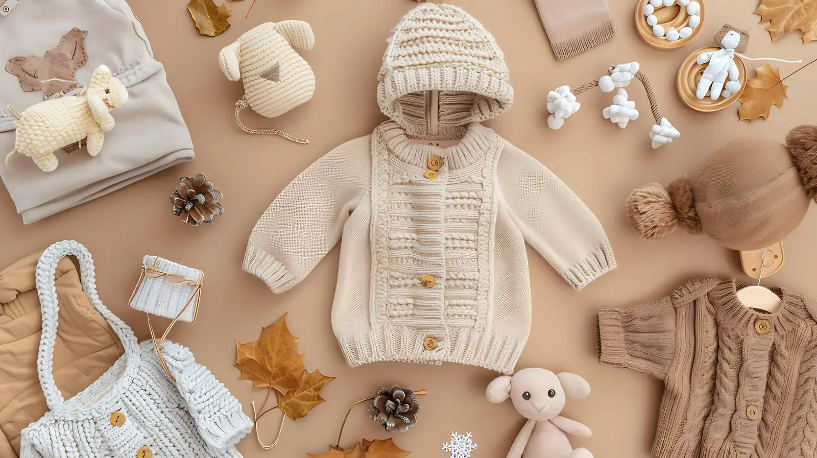 Scandinavian Newborn Baby Clothes Flatlay Display – free cute outfit image from Dotvec