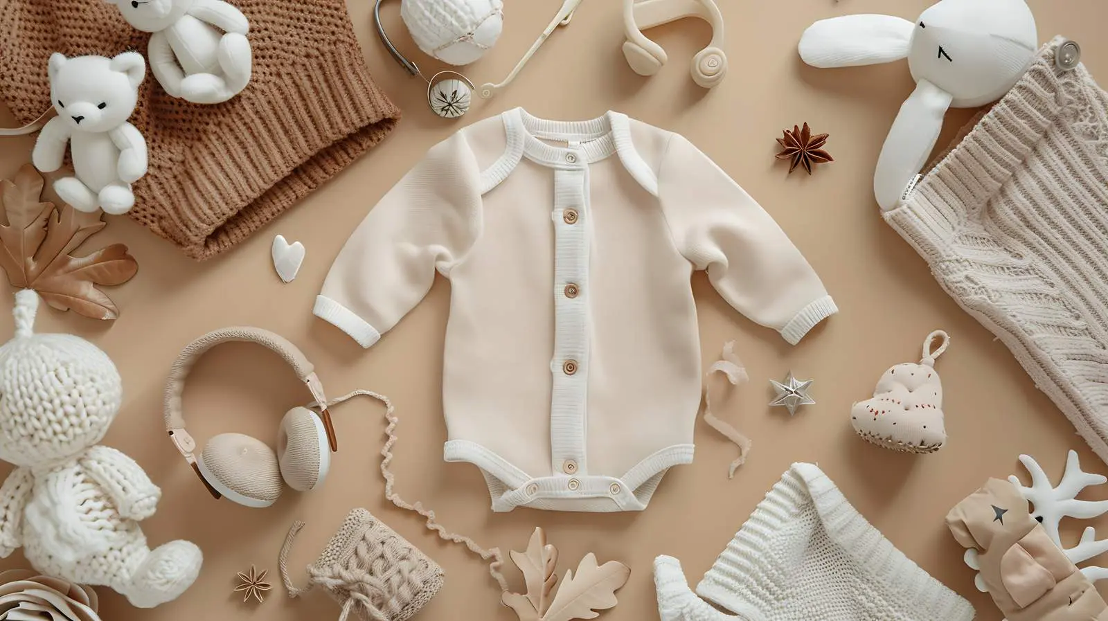 Scandinavian Newborn Baby Clothes Flatlay – free soft fabrics image from Dotvec