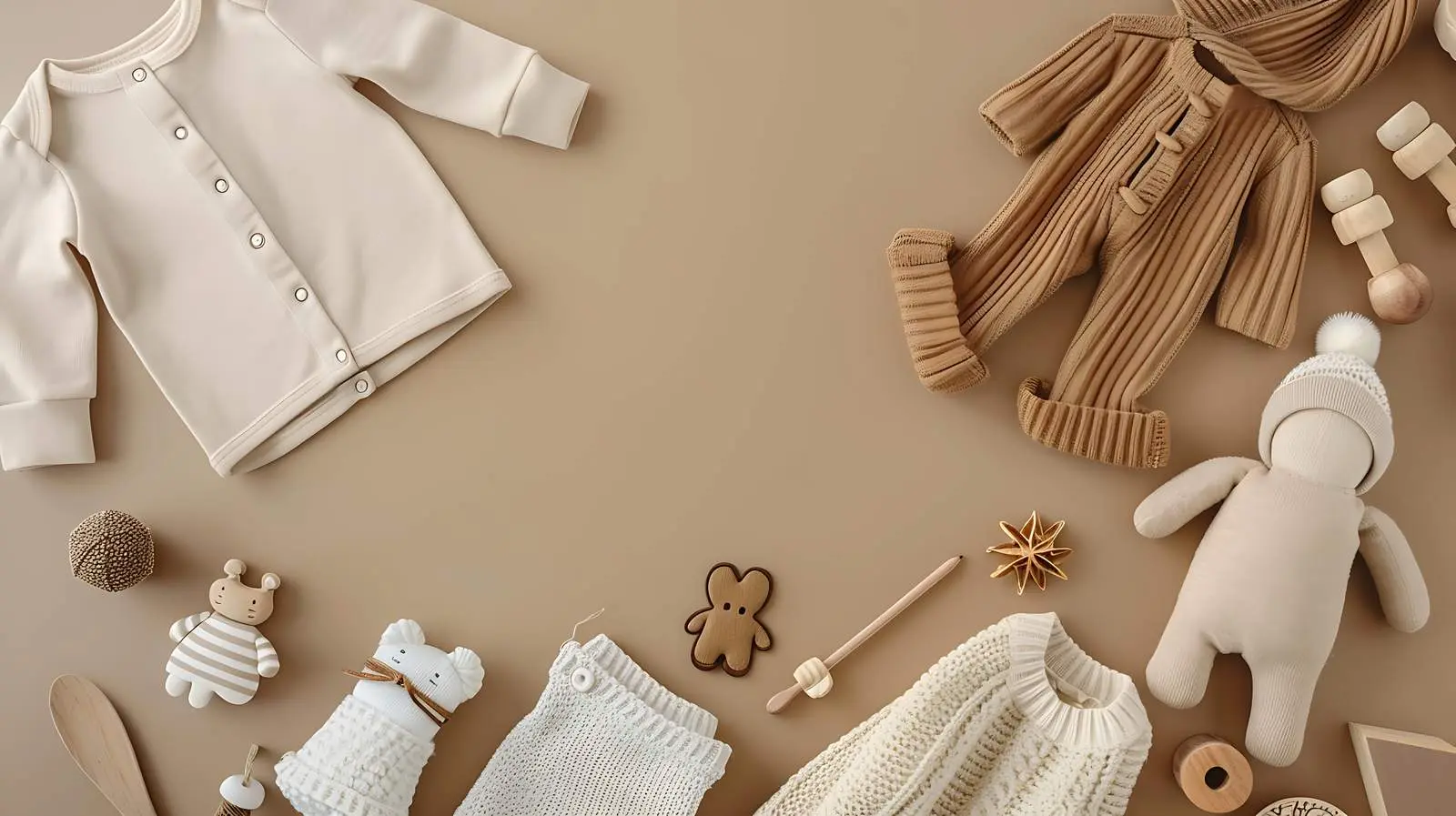 Aesthetic Scandinavian Newborn Baby Clothes Flatlay – free soft fabrics image from Dotvec
