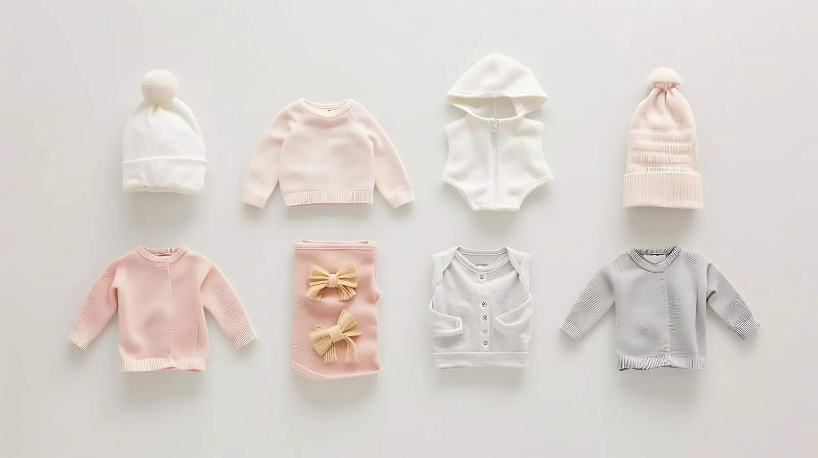 Scandinavian Newborn Baby Clothes Flatlay – free soft fabrics image from Dotvec