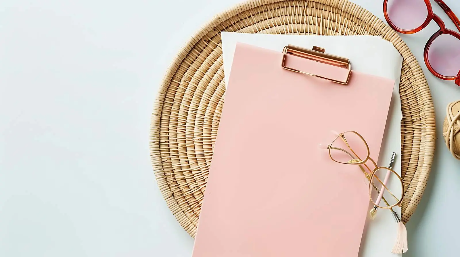 Stylish Flatlay with Clipboard and Glasses – free craft supplies image from Dotvec