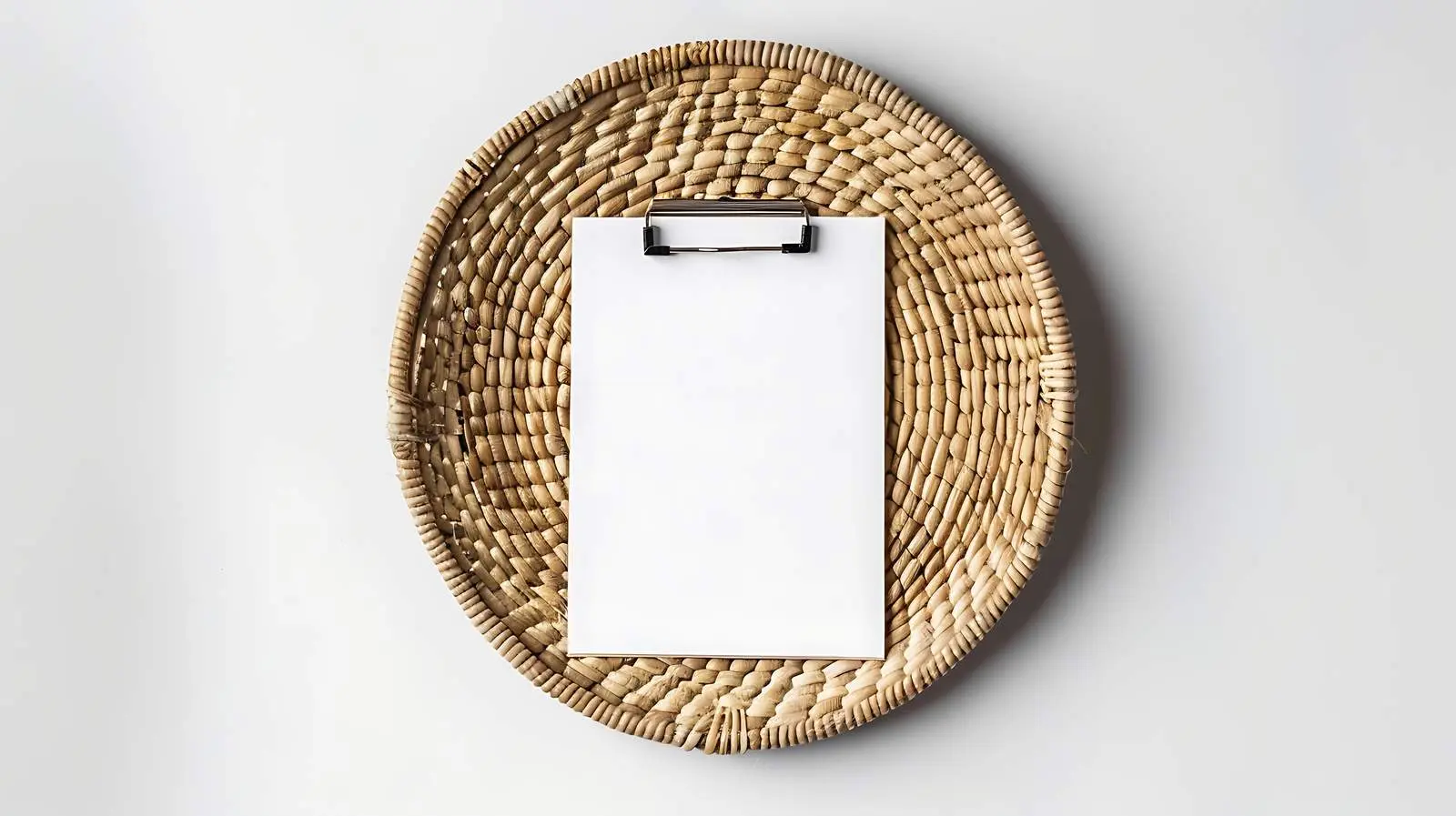 Flatlay with Clipboard and Glasses on Rattan — free download from Dotvec