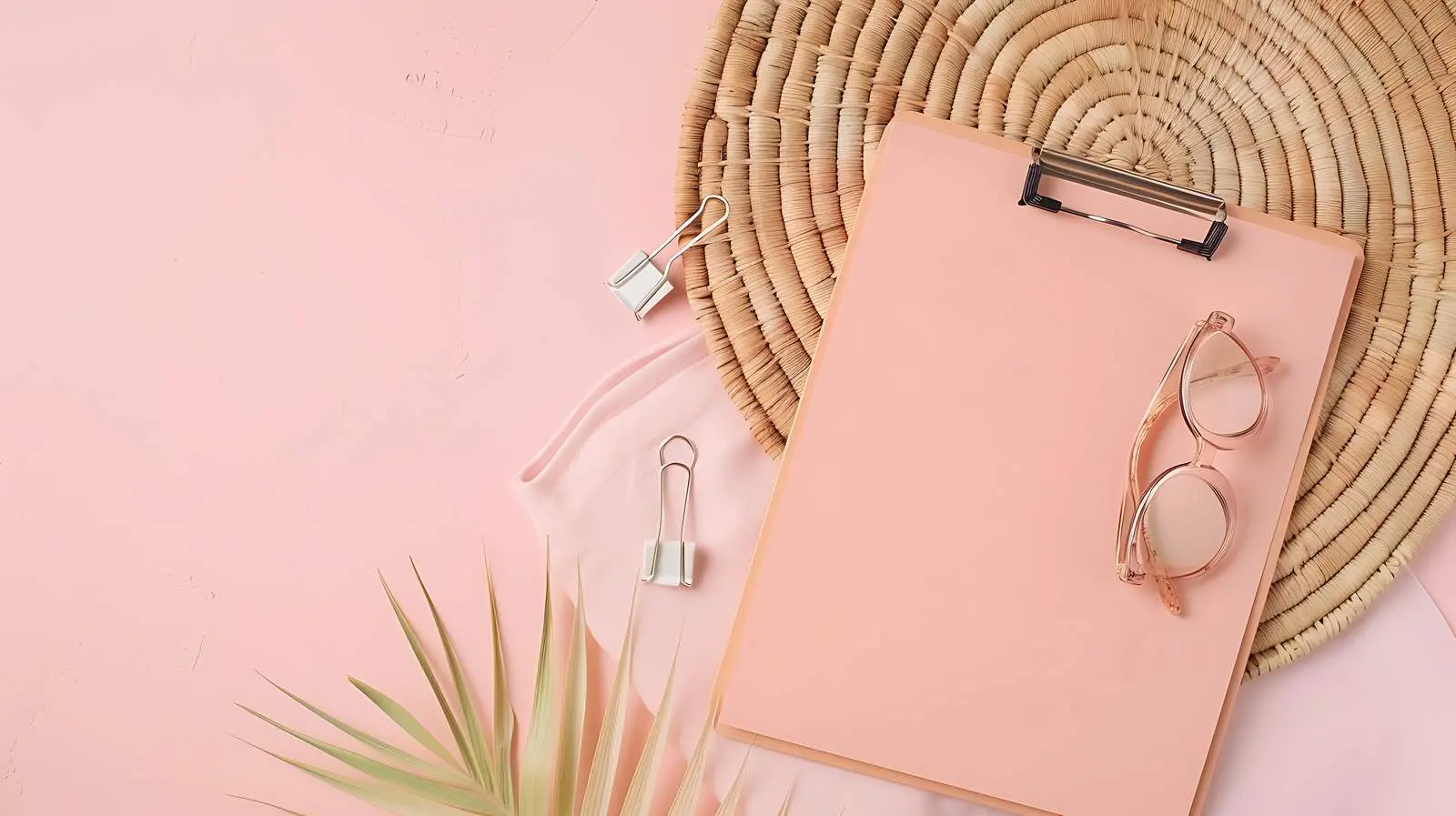 Flatlay Arrangement with Clipboard and Headphones – free mark image from Dotvec