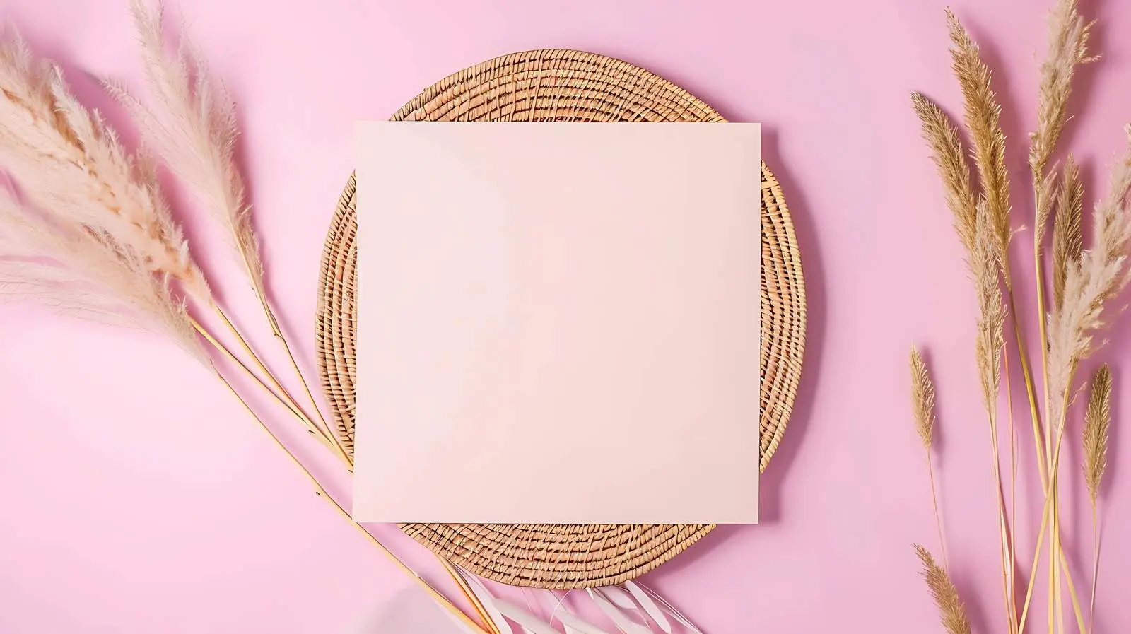 Flatlay of Blank Paper and Rattan Plate – free face image from Dotvec