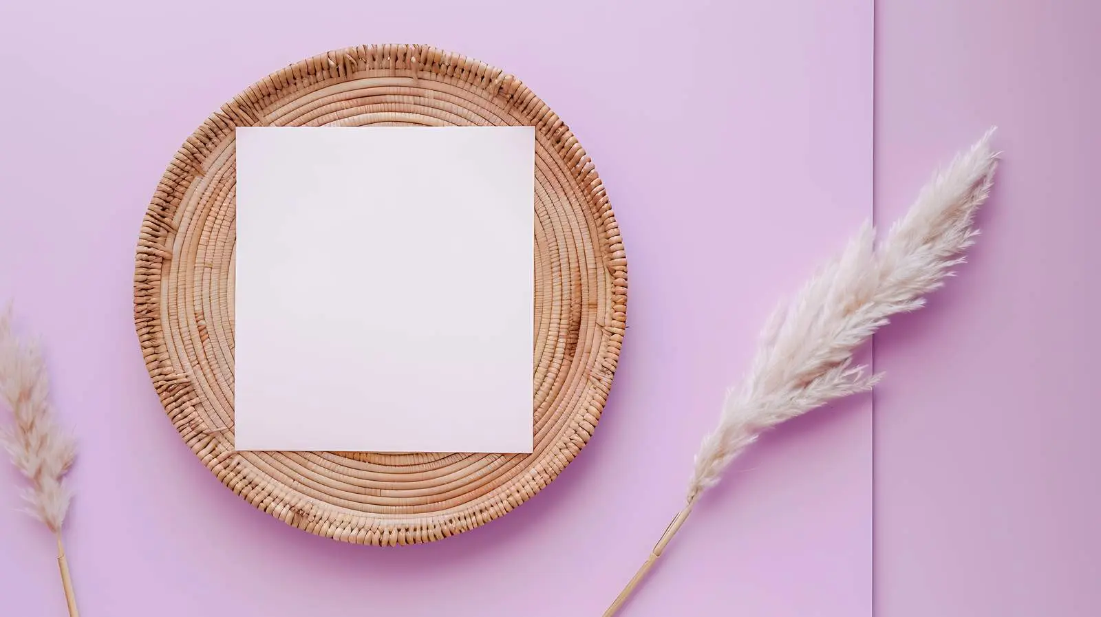 Flatlay of Paper Sheet and Rattan Plate — free download from Dotvec