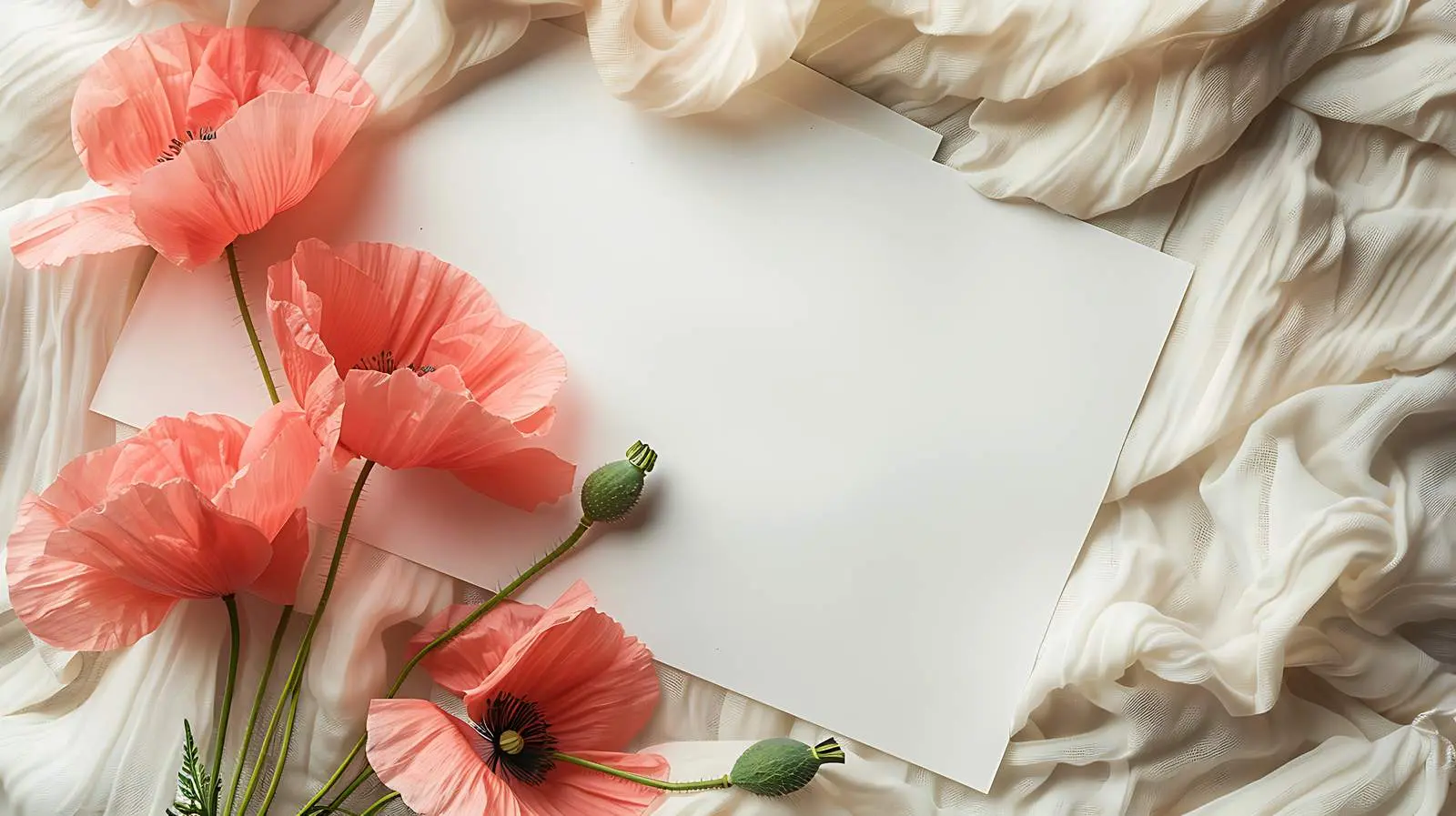 Flatlay of Pink Poppy on Crumpled Paper – free crafted image from Dotvec