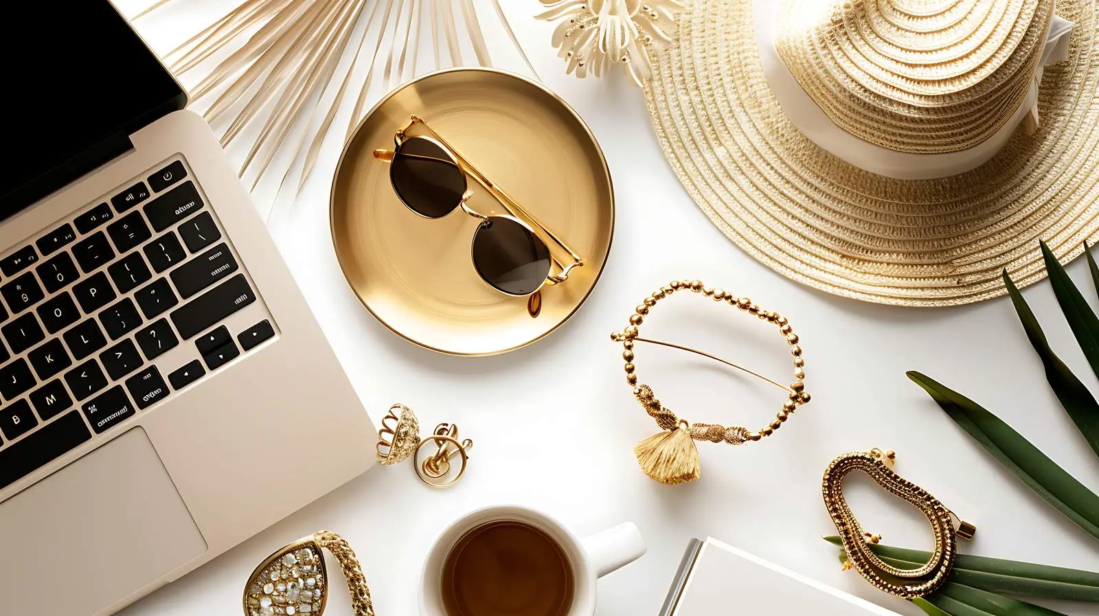 Flatlay of Laptop and Women's Fashion Jewelry — free download from Dotvec