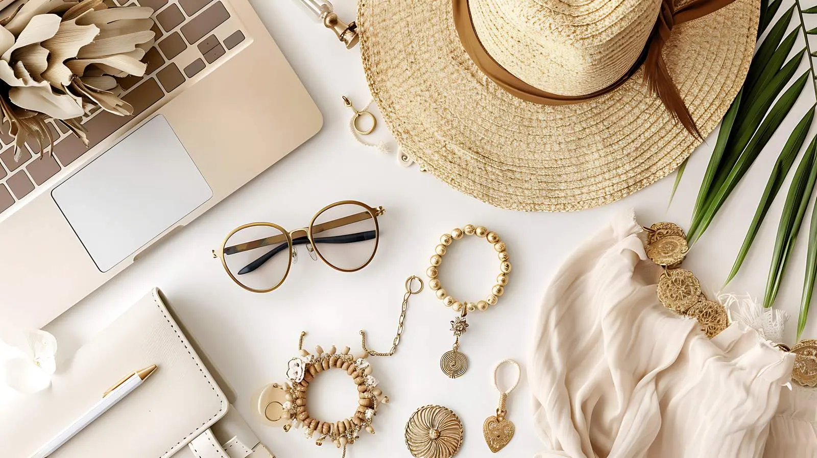 Flatlay of Stylish Laptop and Women's Jewelry — free download from Dotvec