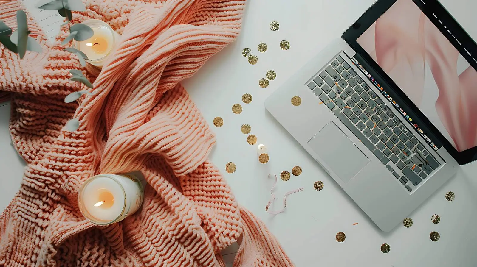 Elegant Salmon Flatlay with Laptop and Notebook – free salmon color image from Dotvec