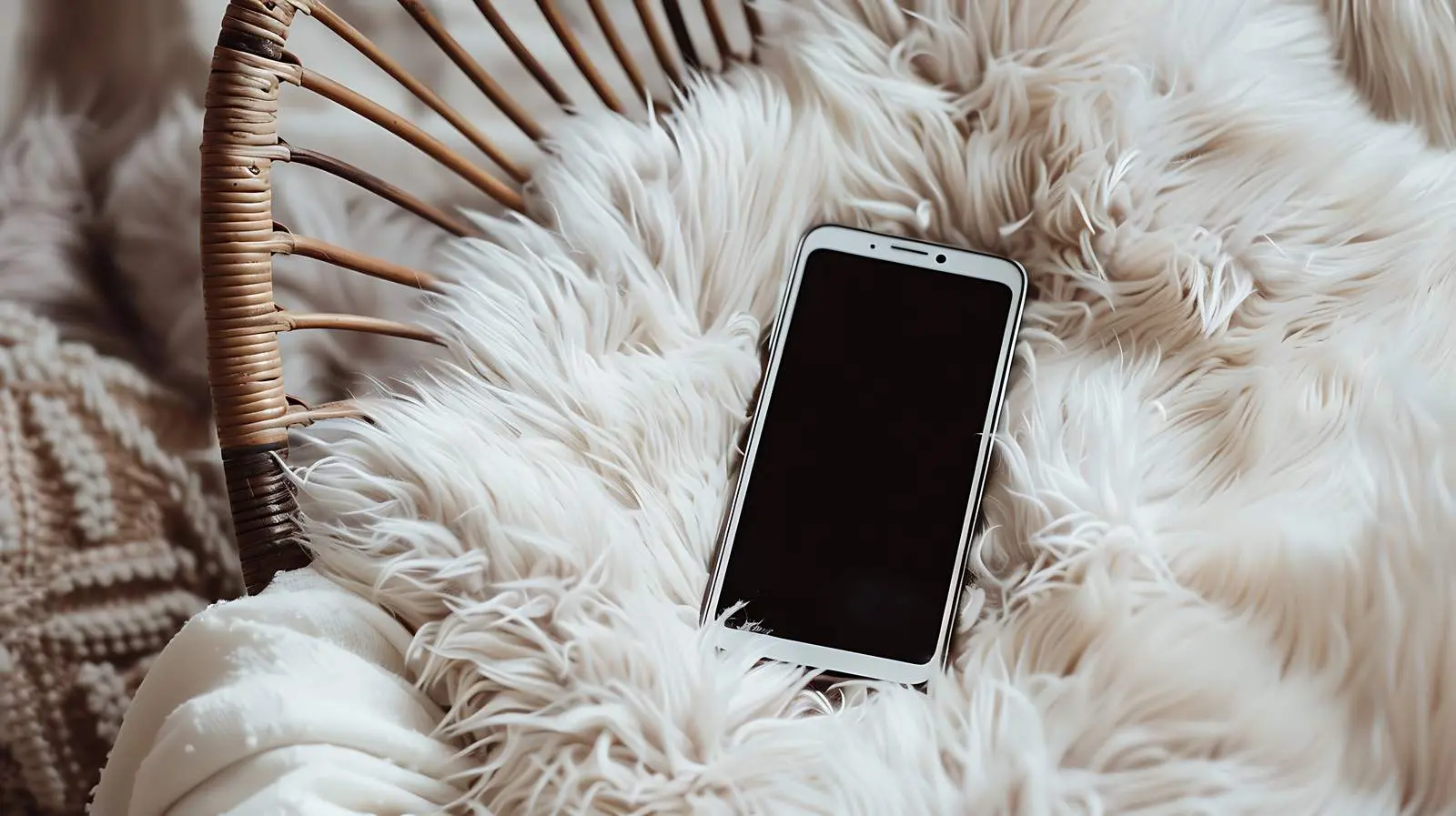 Flatlay of Mobile Phone on Fluffy Chair — free download from Dotvec