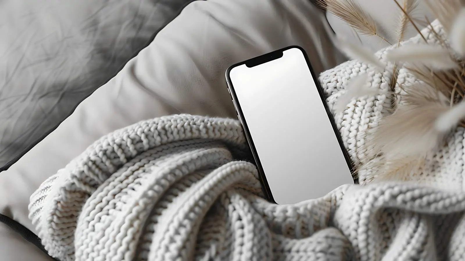 Flatlay of Mobile Phone on Soft Woolen Fabric — free download from Dotvec