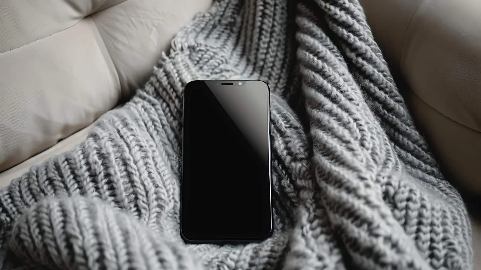 Flatlay of Mobile Phone on Woolen Blanket — free download from Dotvec