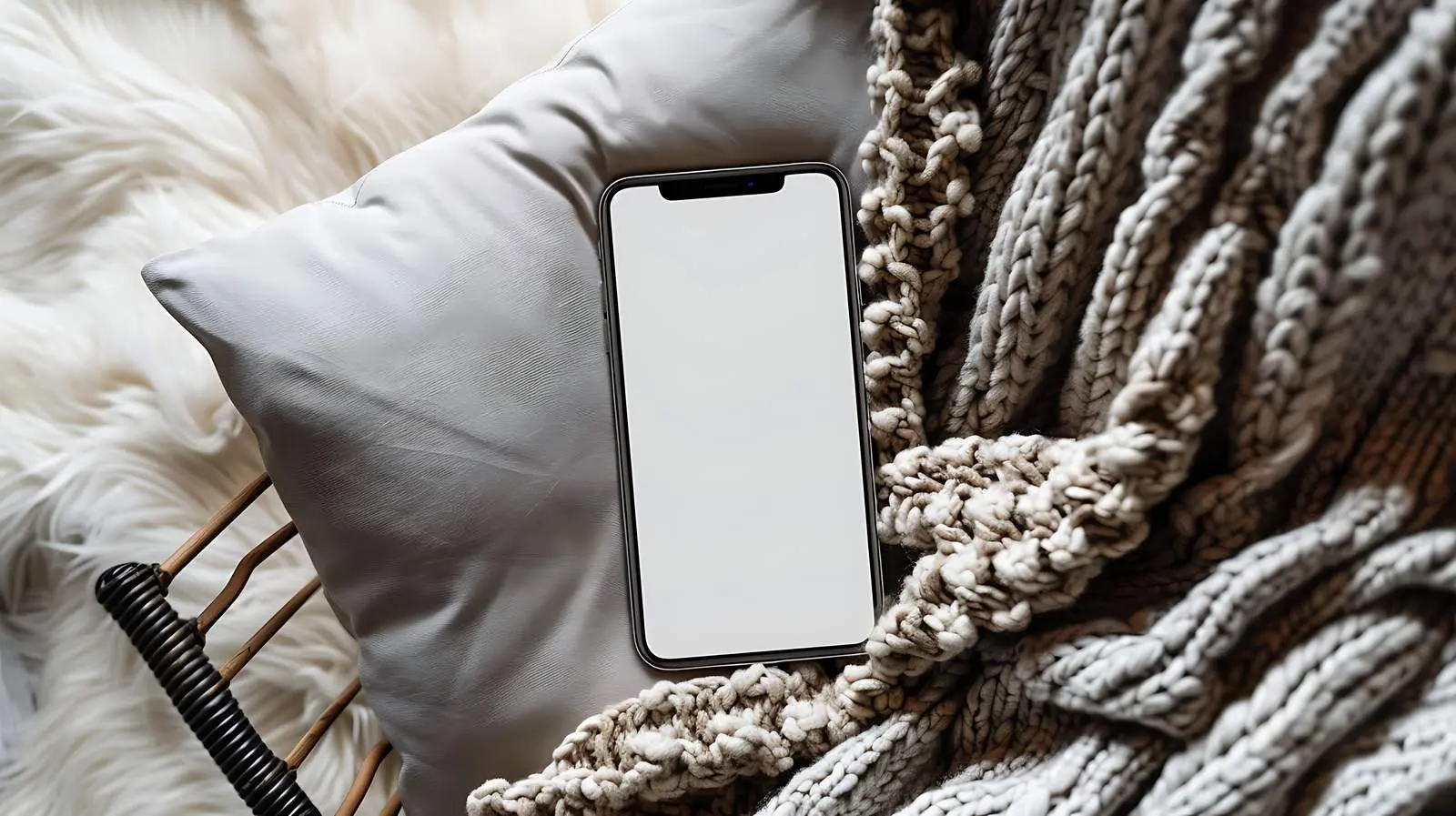 Flatlay of Mobile Phone on Soft Woolen Fabric – free wool image from Dotvec