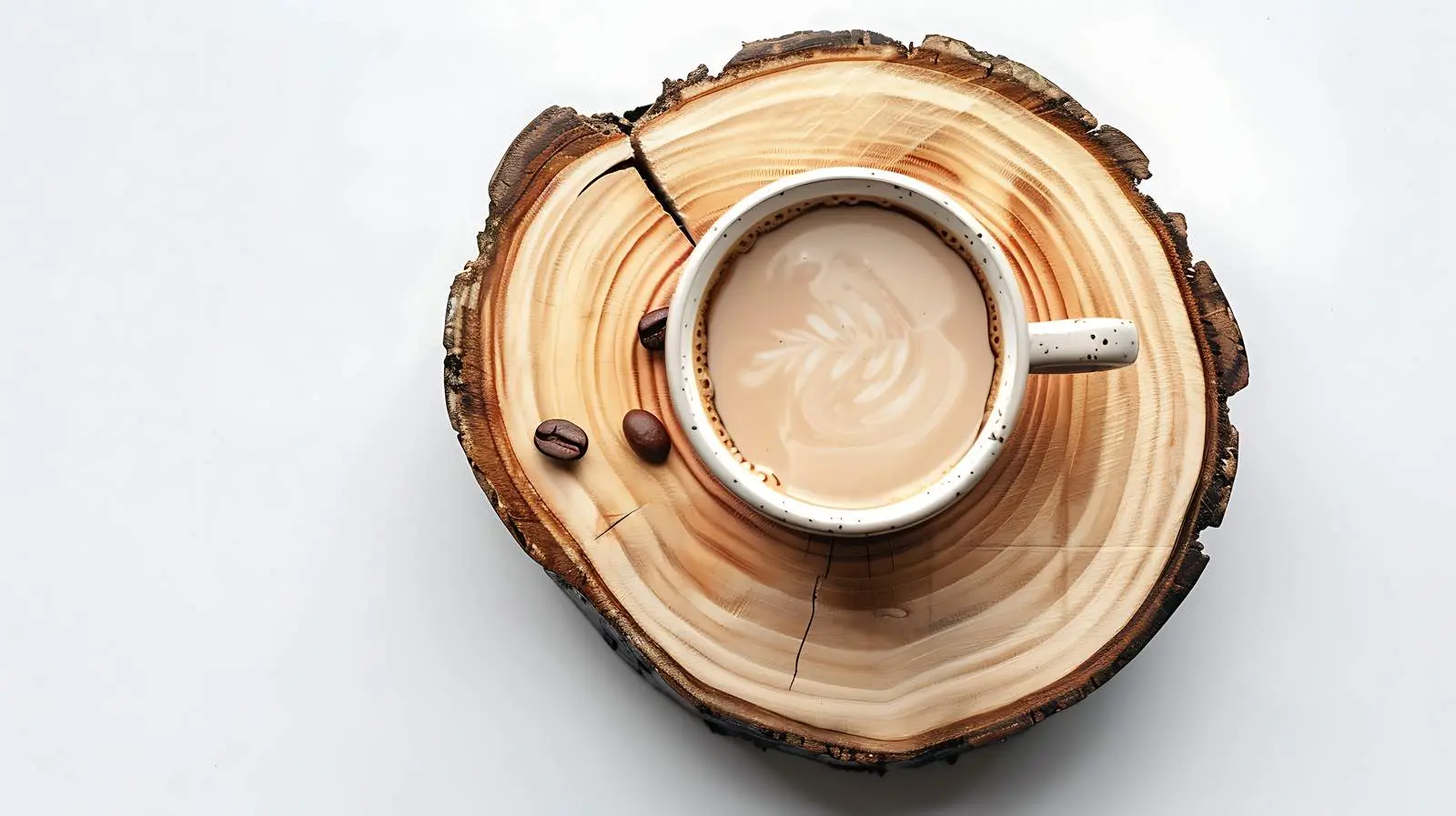 Coffee Mug on Wood Stump Flatlay – free care image from Dotvec